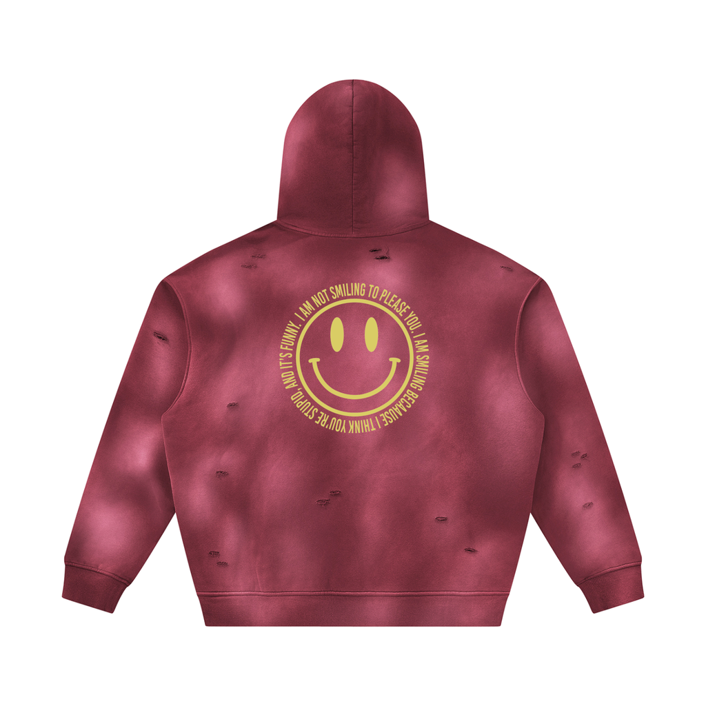 SMILE Sunfade Frayed Fleece Hoodie