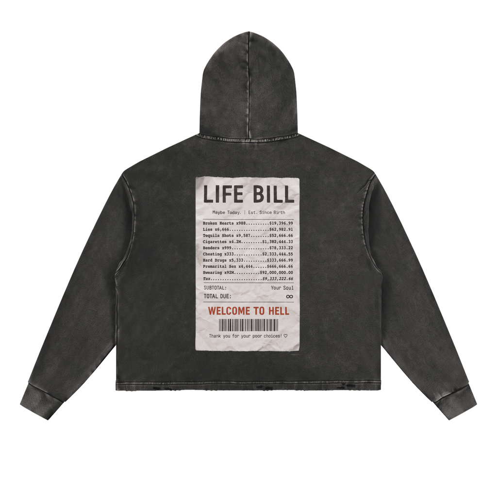 Life Bill Vintage Washed Frayed-Hem Hoodie