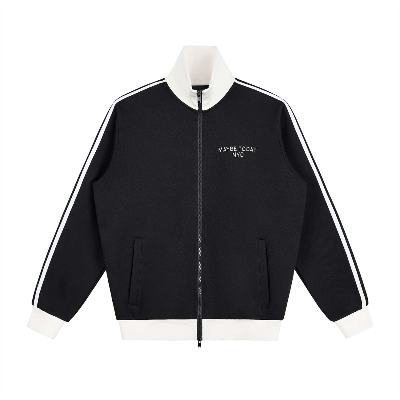 Maybe Contrast Side Stripe Fleece Track Jacket
