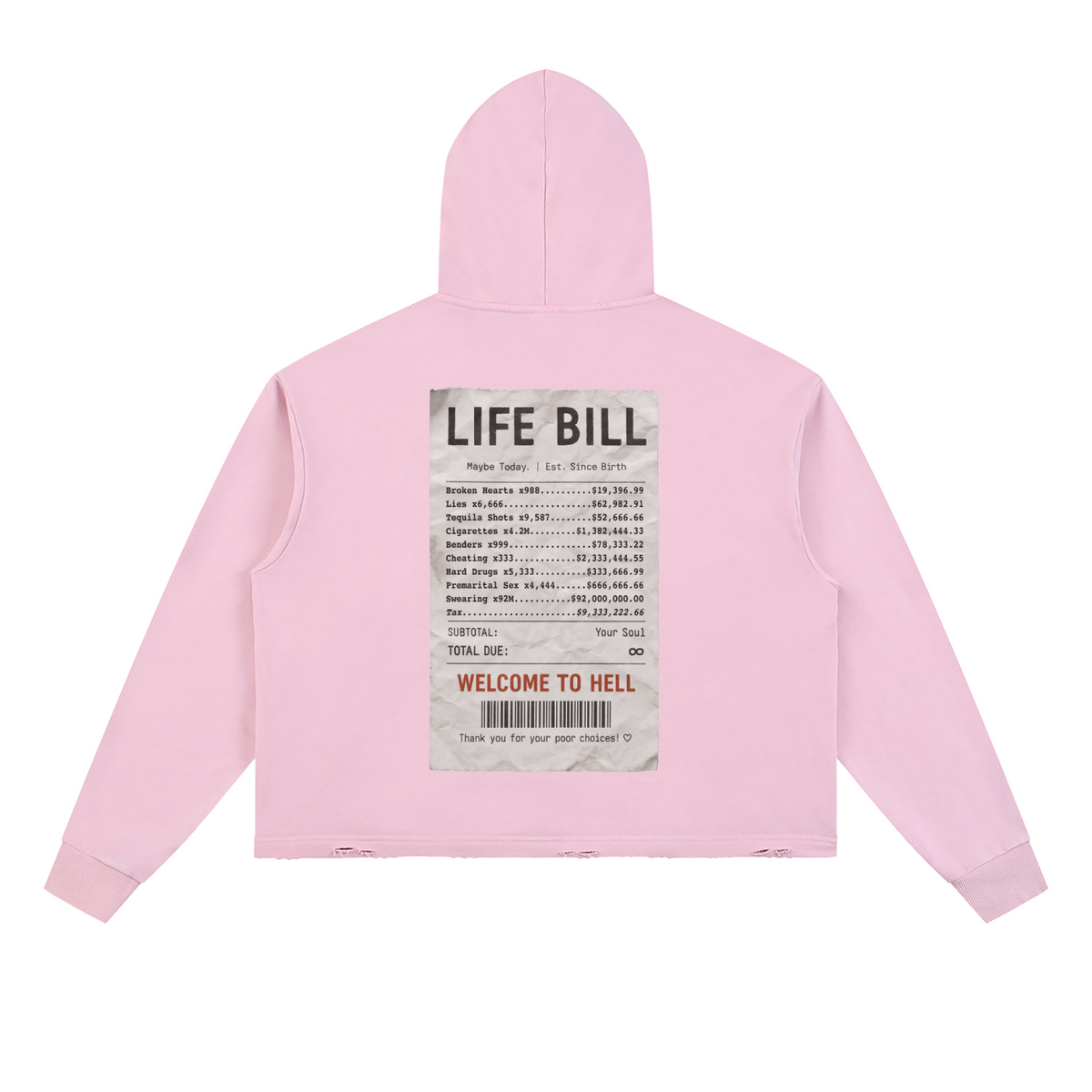 Life Bill Vintage Washed Frayed-Hem Hoodie