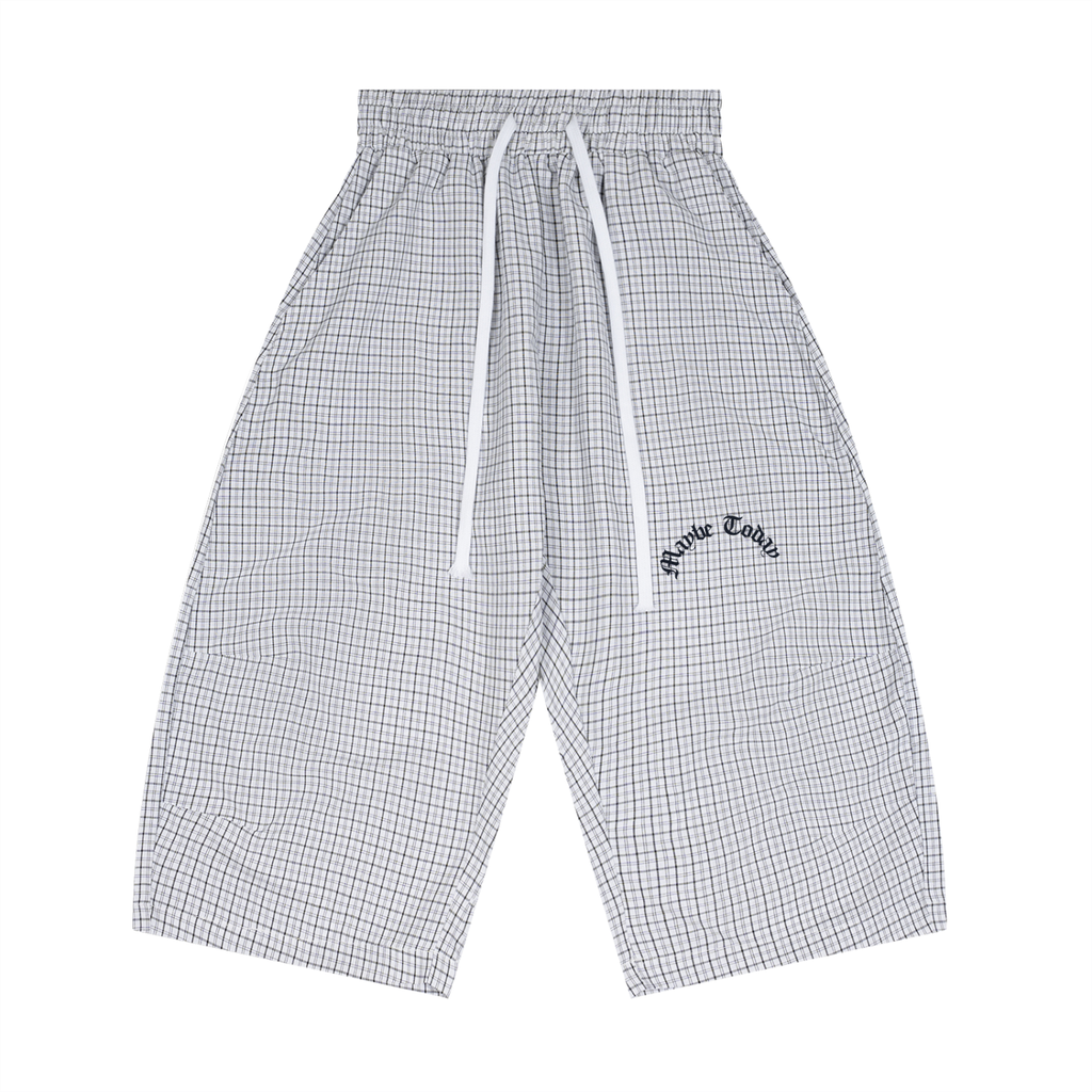 Unisex Plaid Loose Capri Shorts