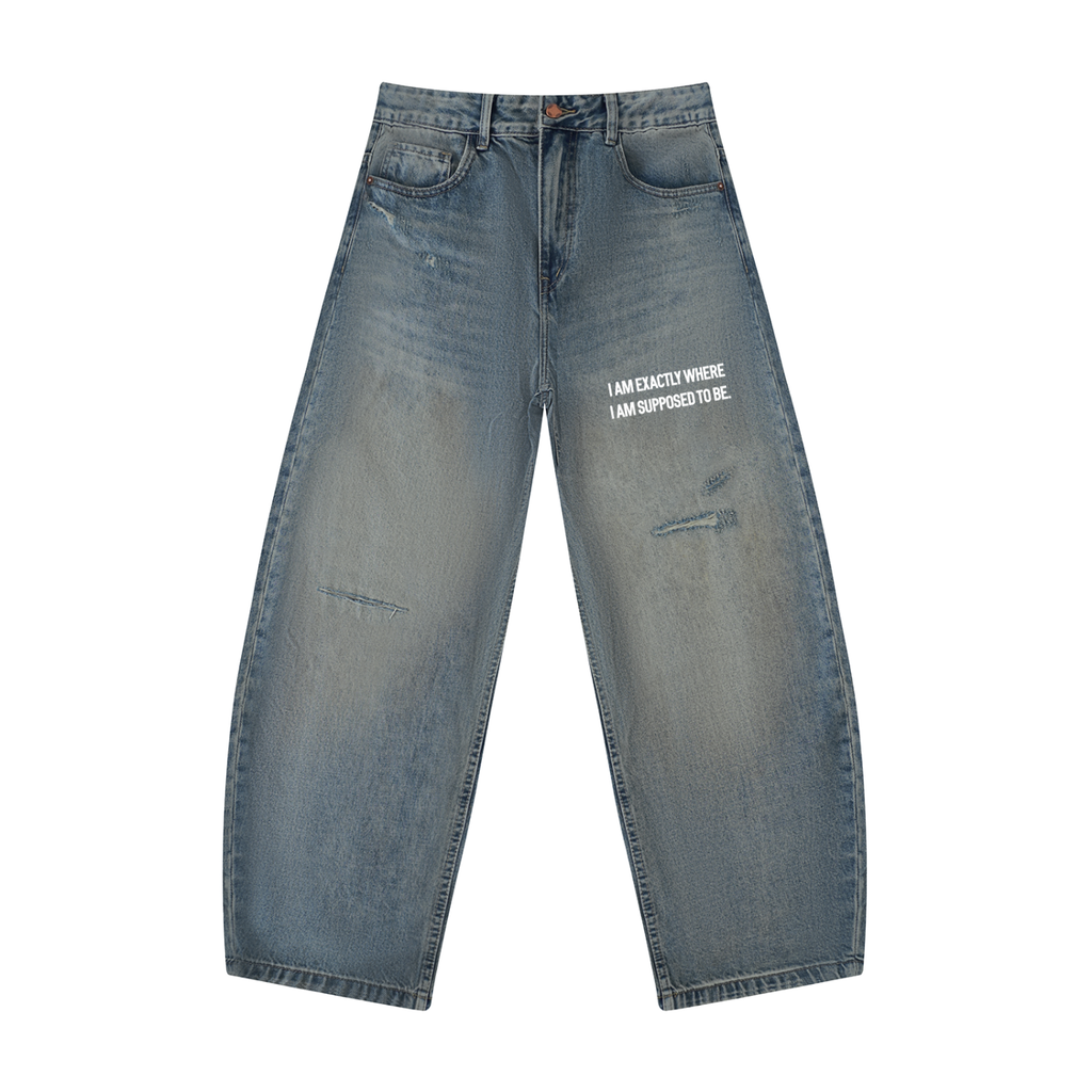 Men's Distressed Barrel Leg Jeans