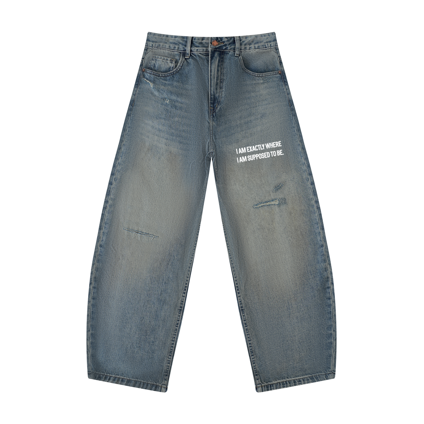 Men's Distressed Barrel Leg Jeans