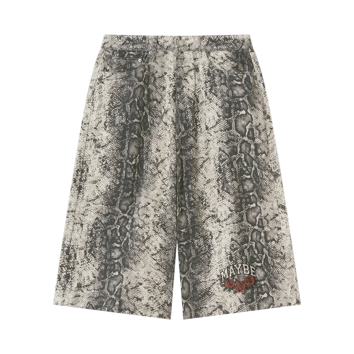 Rose Logo Snake Print Shorts