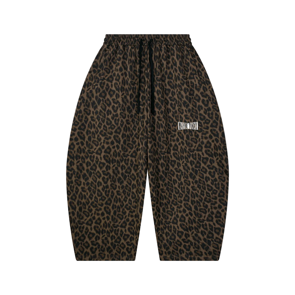 Punch Logo Leopard Barrel Leg Sweatpants