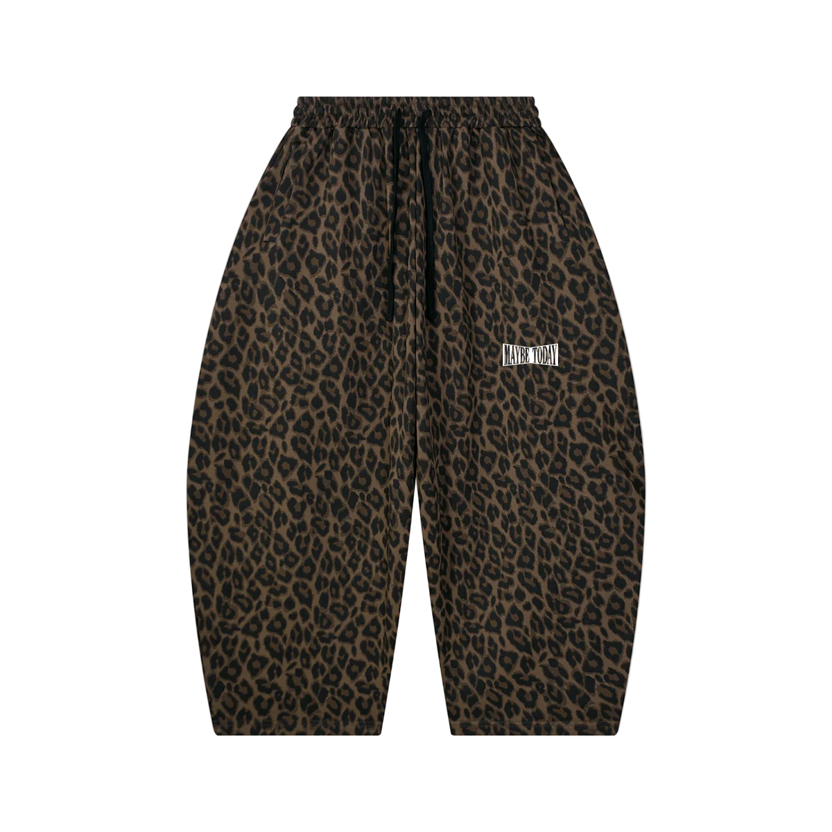 Punch Logo Leopard Barrel Leg Sweatpants