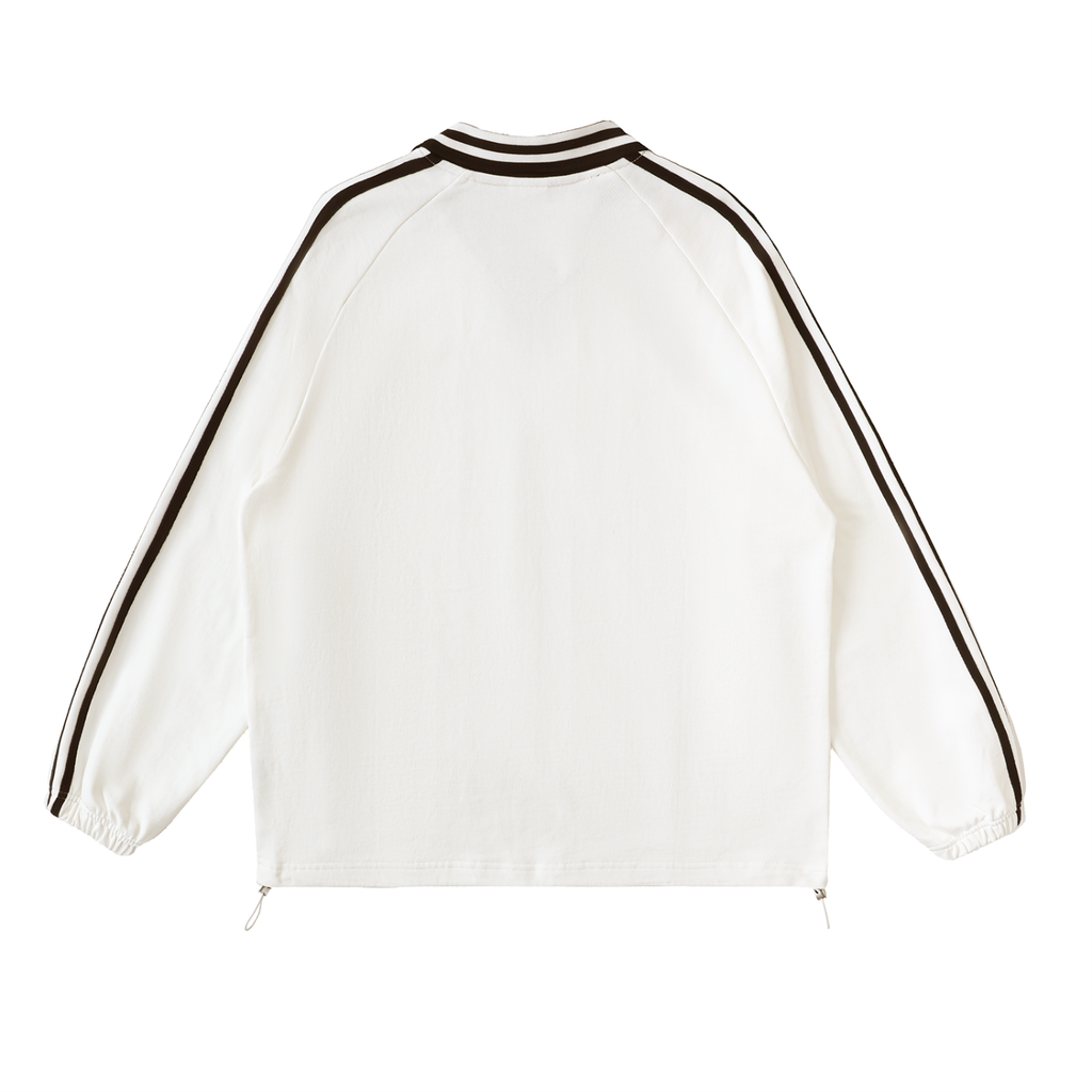 EVERYDAY Contrast Striped Lapel Collar Sweatshirt