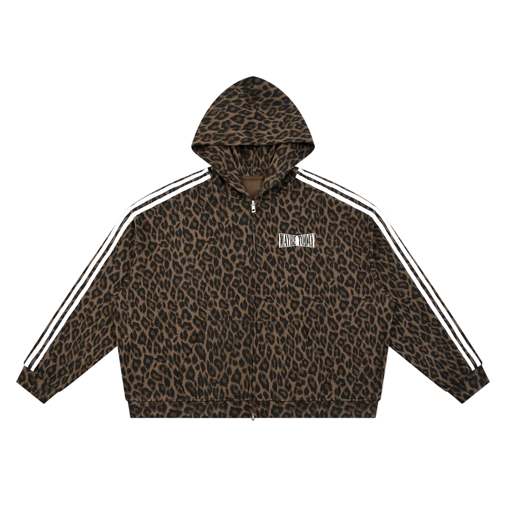 Punch Logo Leopard Zip Hoodie