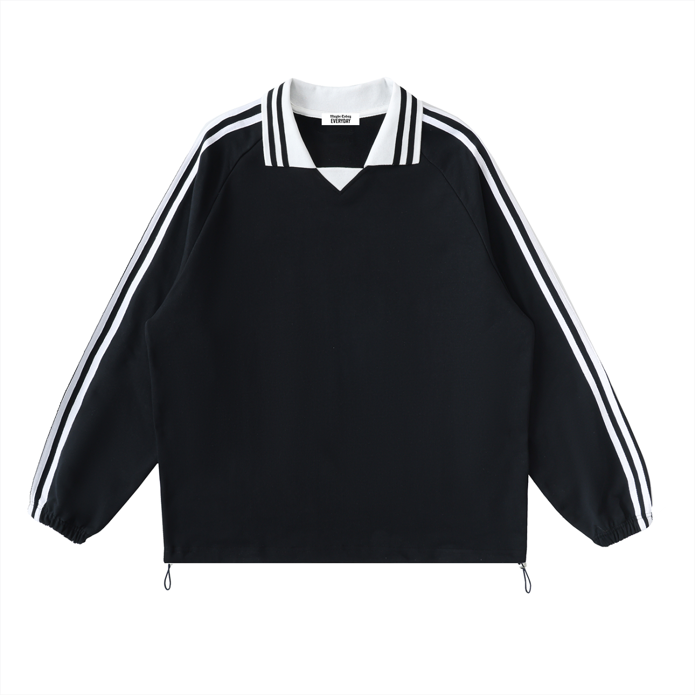 EVERYDAY Contrast Striped Lapel Collar Sweatshirt