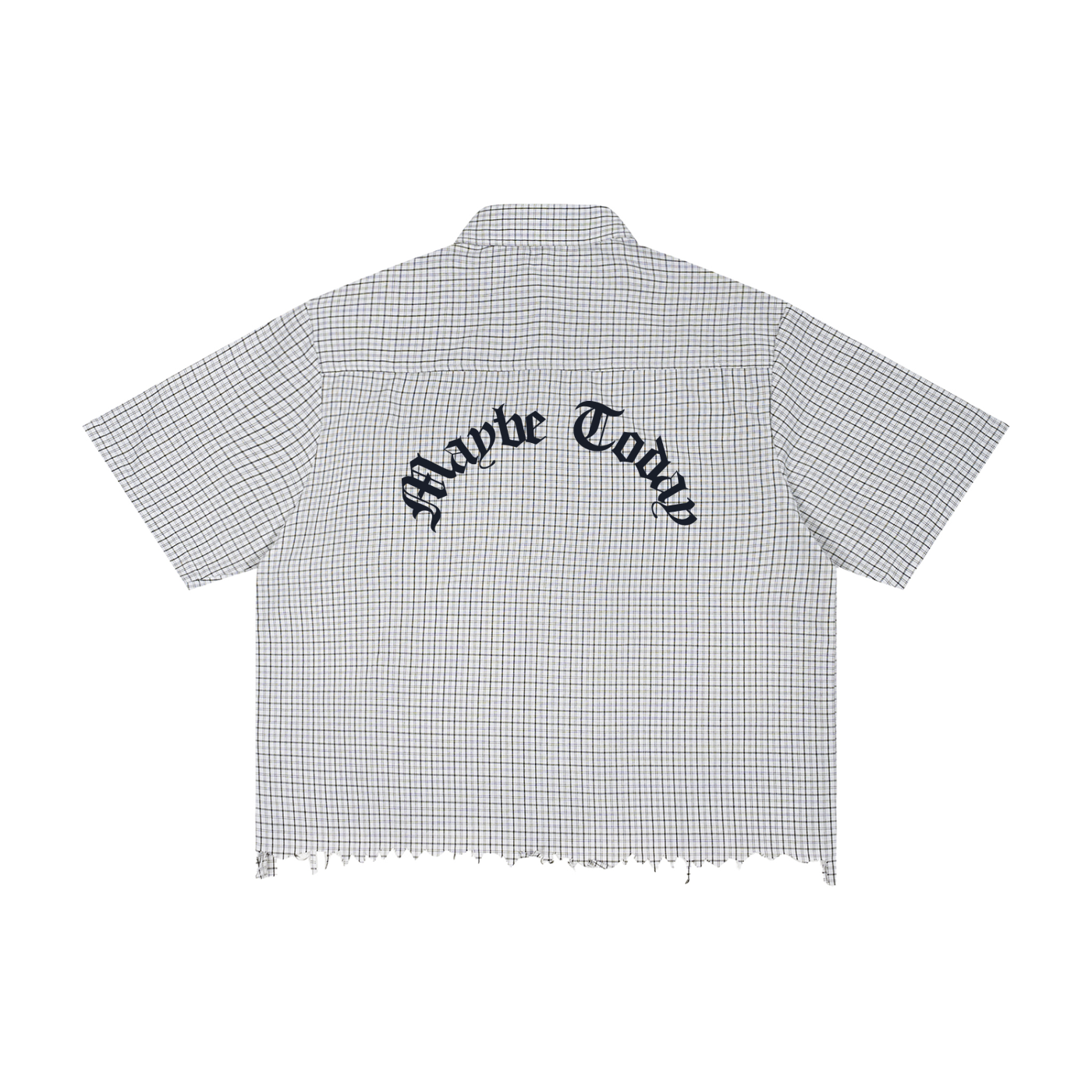 Unisex Distressed Plaid Boxy Shirt