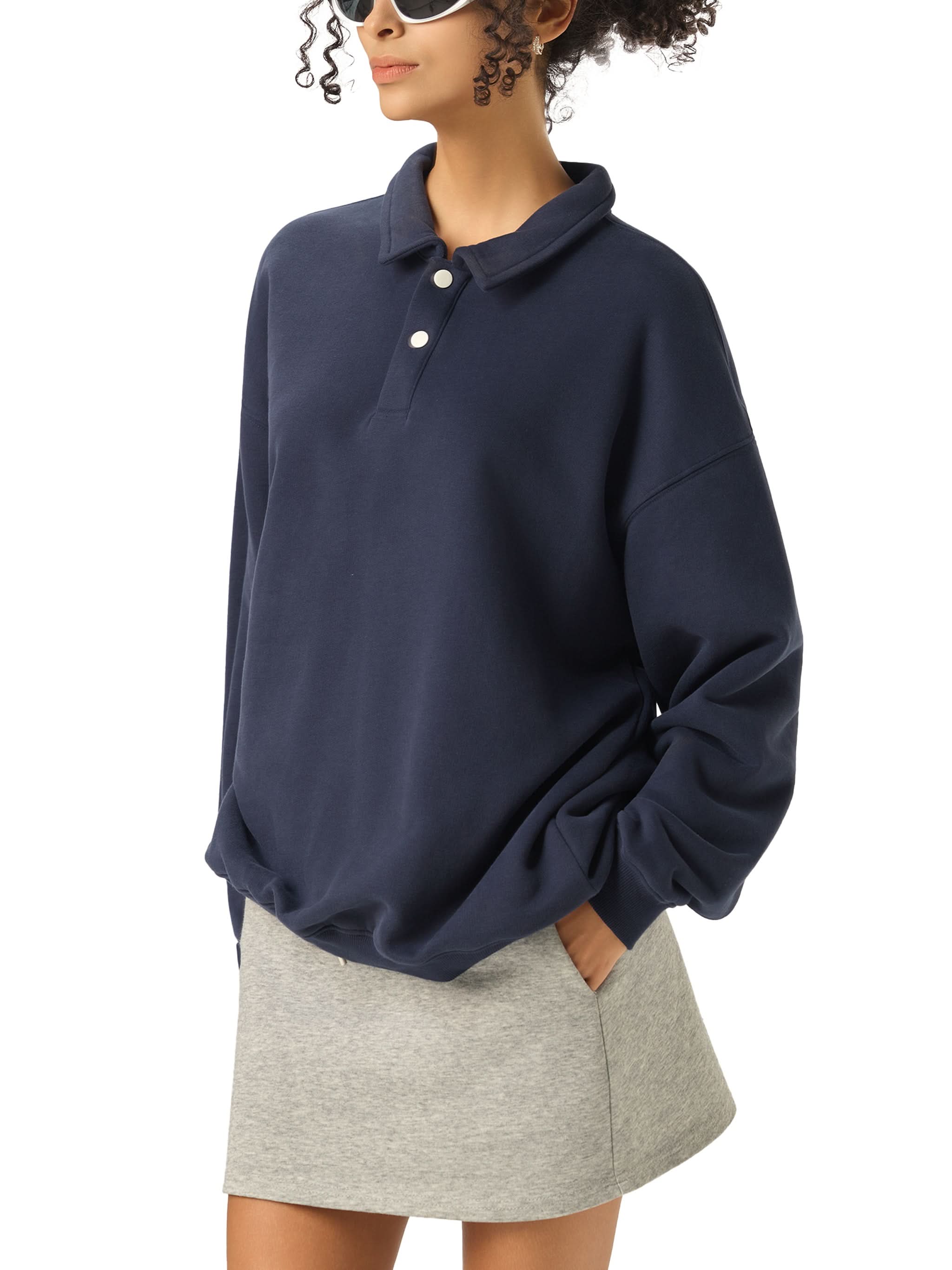 EVERYDAY Heavyweight Fleece Polo Sweatshirt