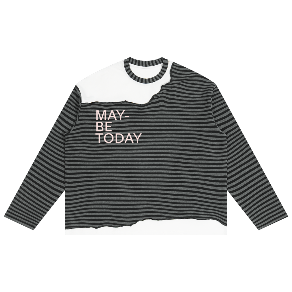 The Art Striped Panel Boxy Long Sleeve Tee