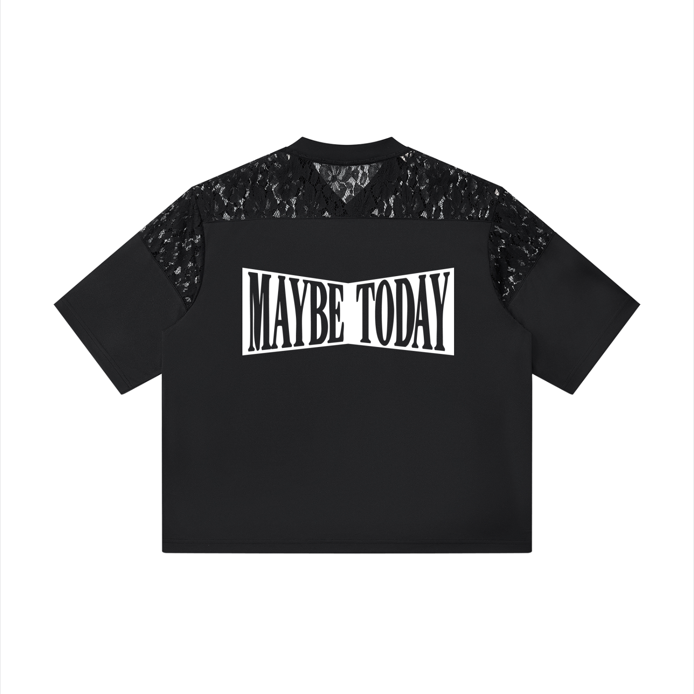 Unisex Lace Paneling V-Neck T-Shirt