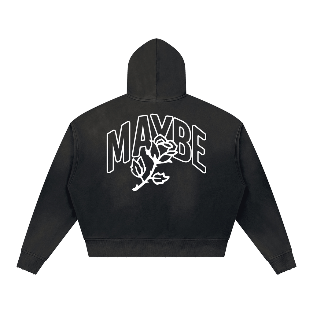 Rose Logo Sunfaded Distressed Boxy Hoodie
