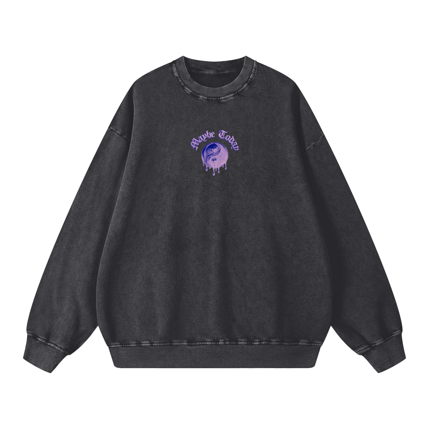 Yin Yang Snow Washed Oversized Sweatshirt
