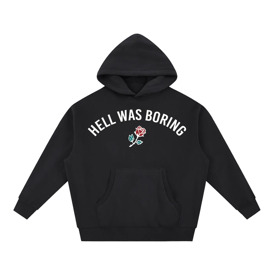HELL WAS BORING Boxy Fit Fleece Hoodie