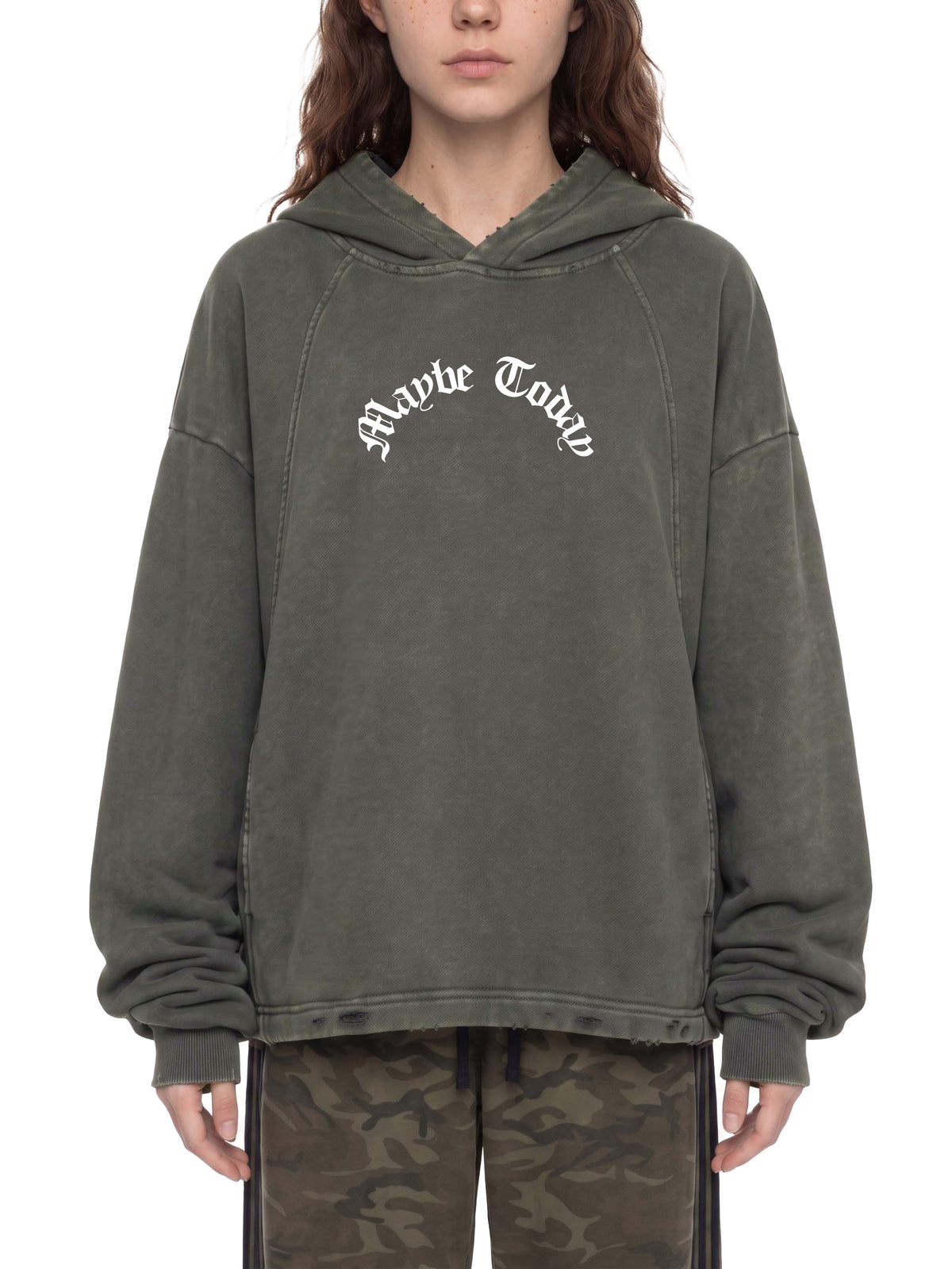 Life Bill Vintage Washed Frayed-Hem Hoodie