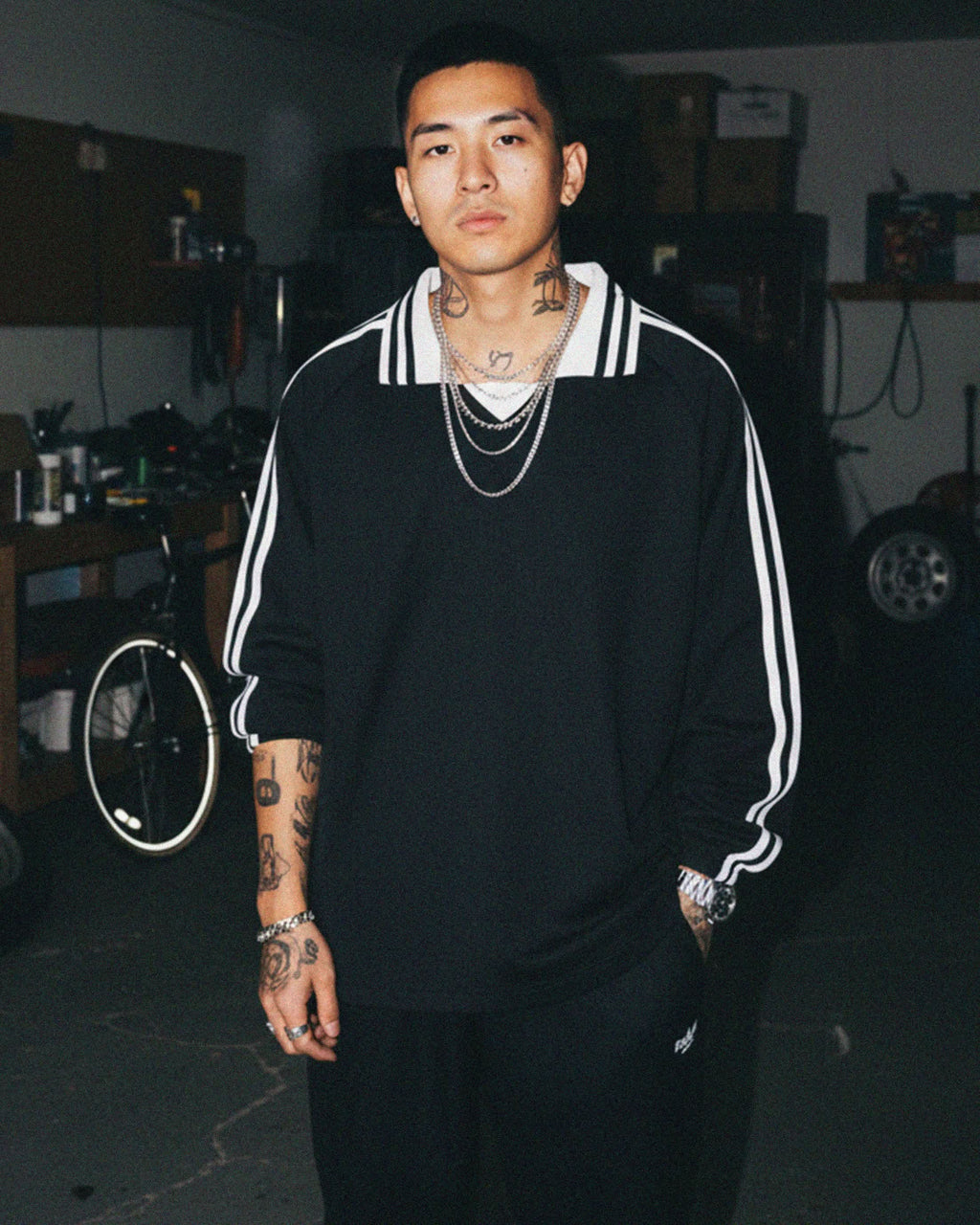 EVERYDAY Contrast Striped Lapel Collar Sweatshirt