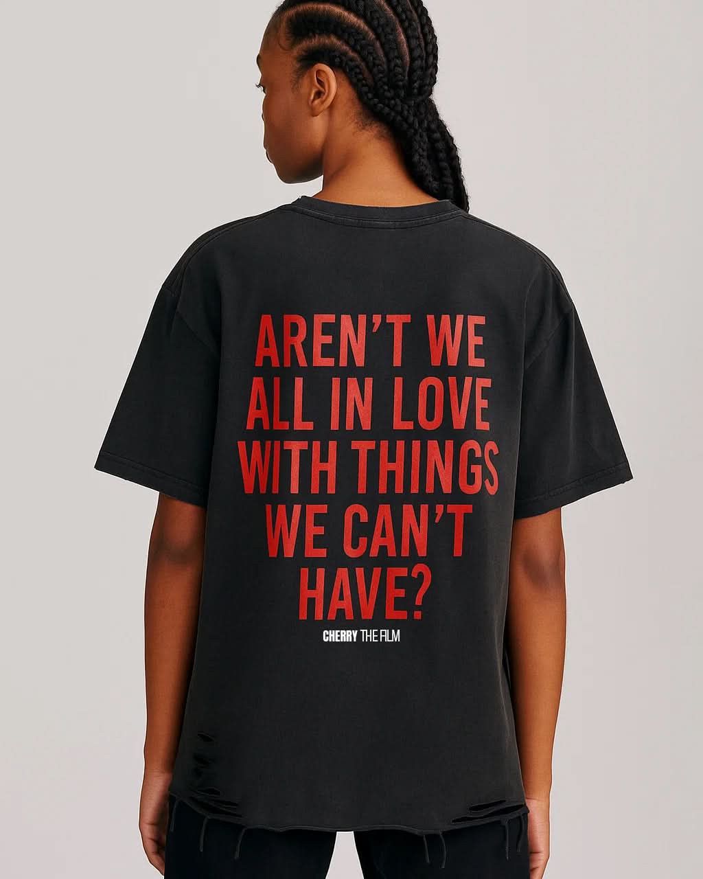 Cherry Washed Raw-Hem Tee