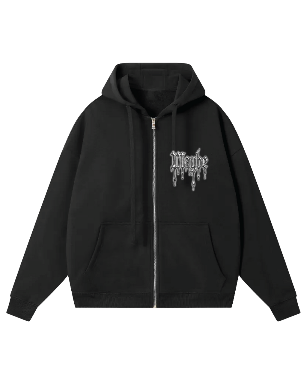 Drippy Drop-Shoulder Zip Up Hoodie