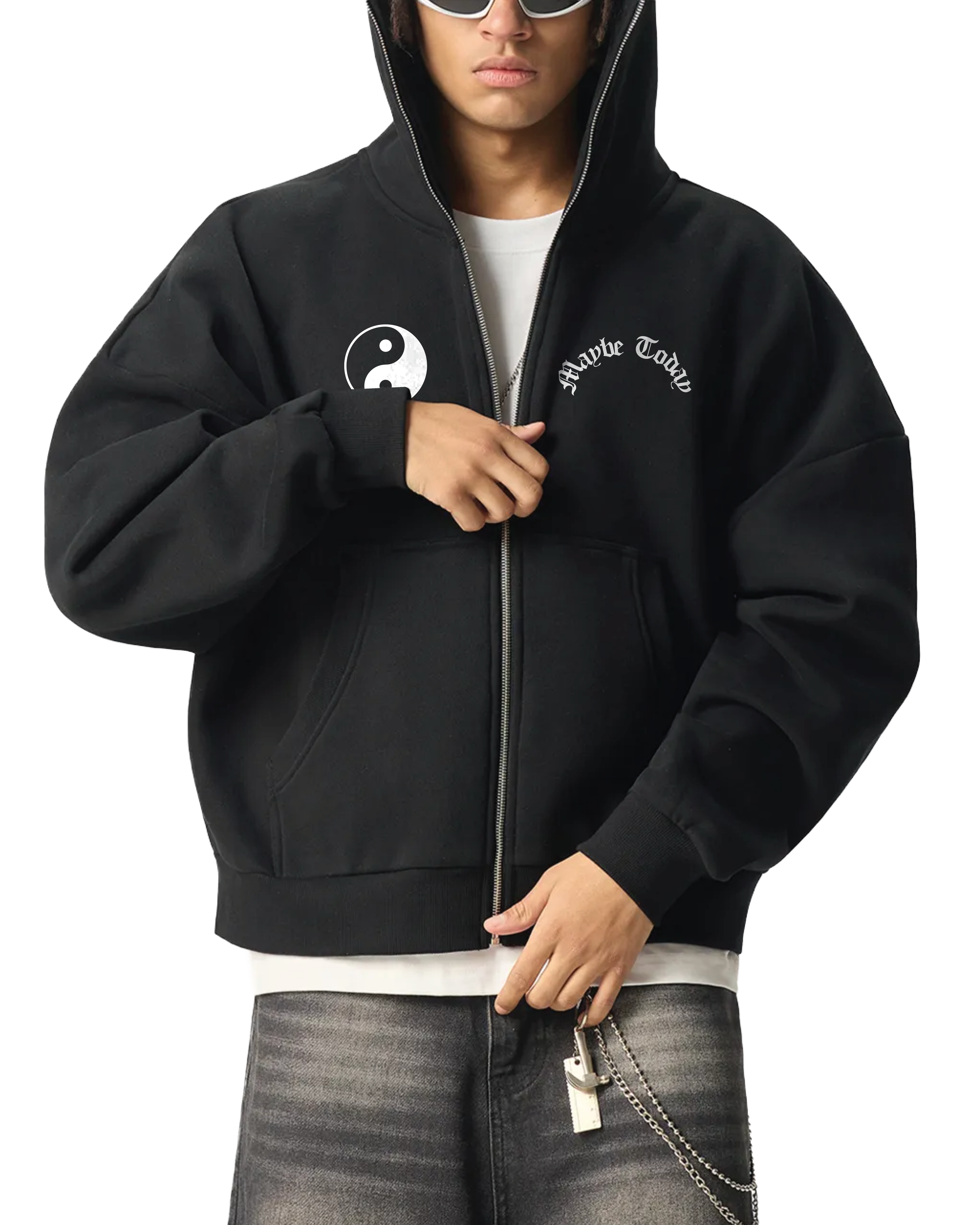 Yin Yang Full-Zip Boxy Hoodie