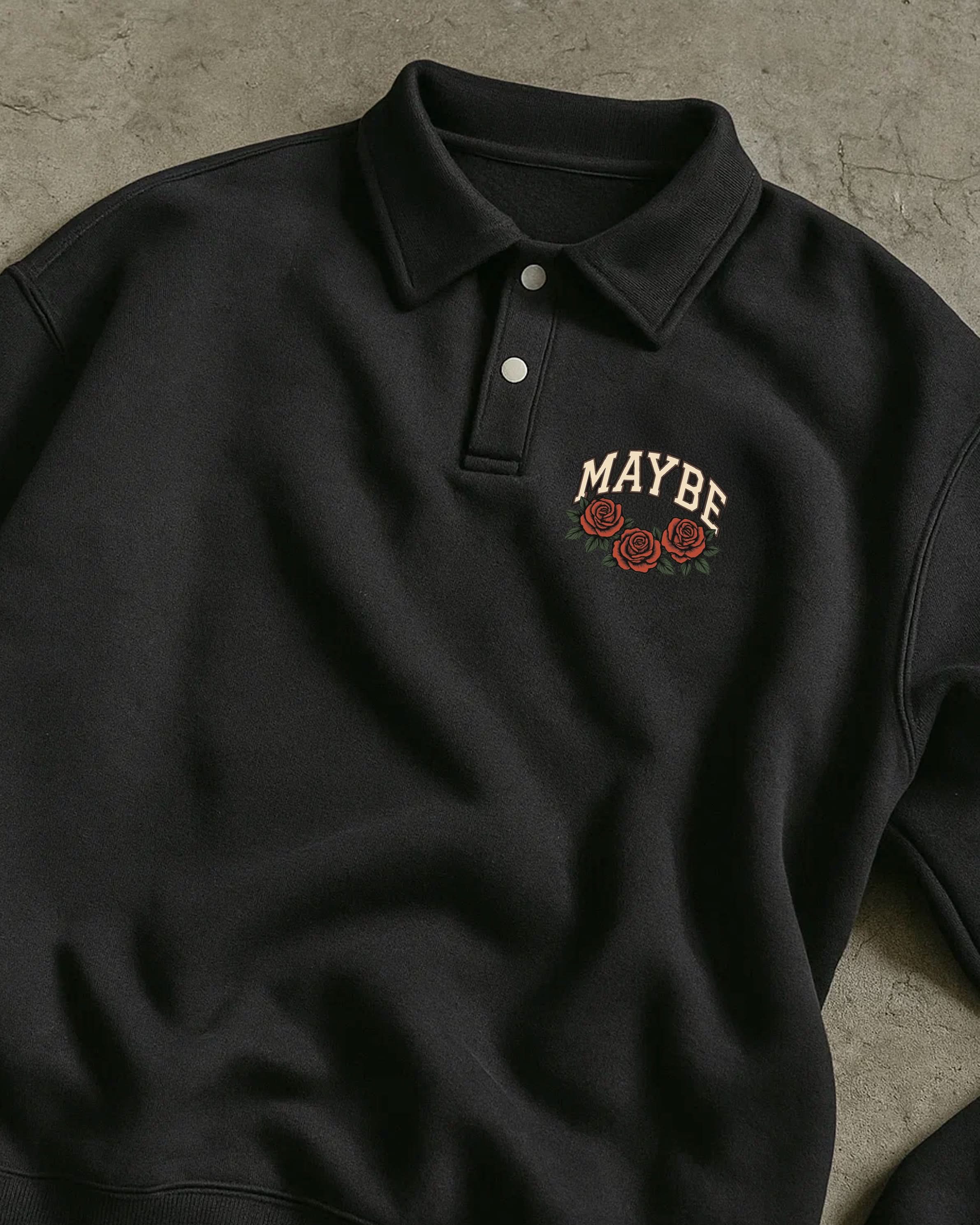 Roses Heavyweight Polo-Collar Sweatshirt