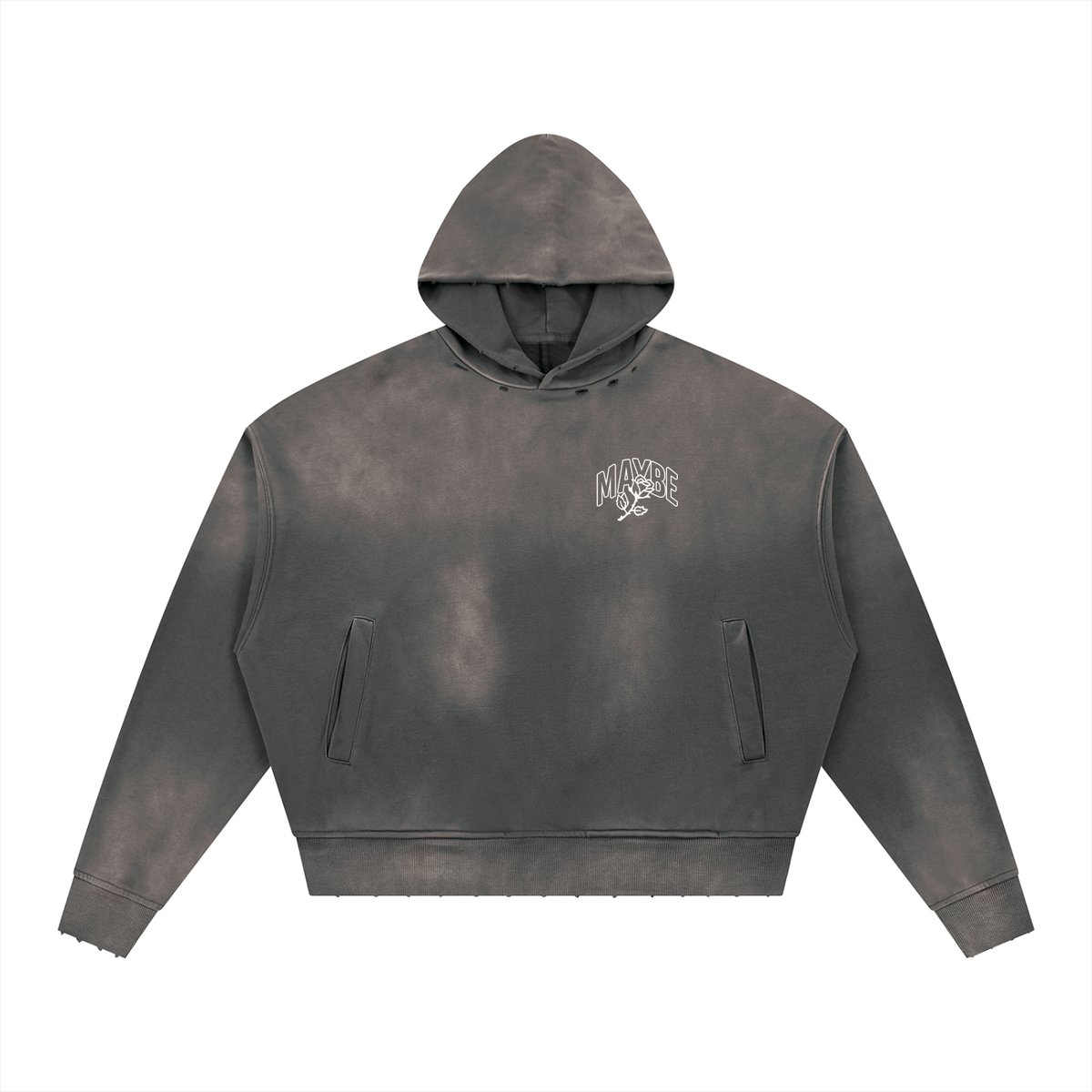Rose Logo Sunfaded Distressed Boxy Hoodie