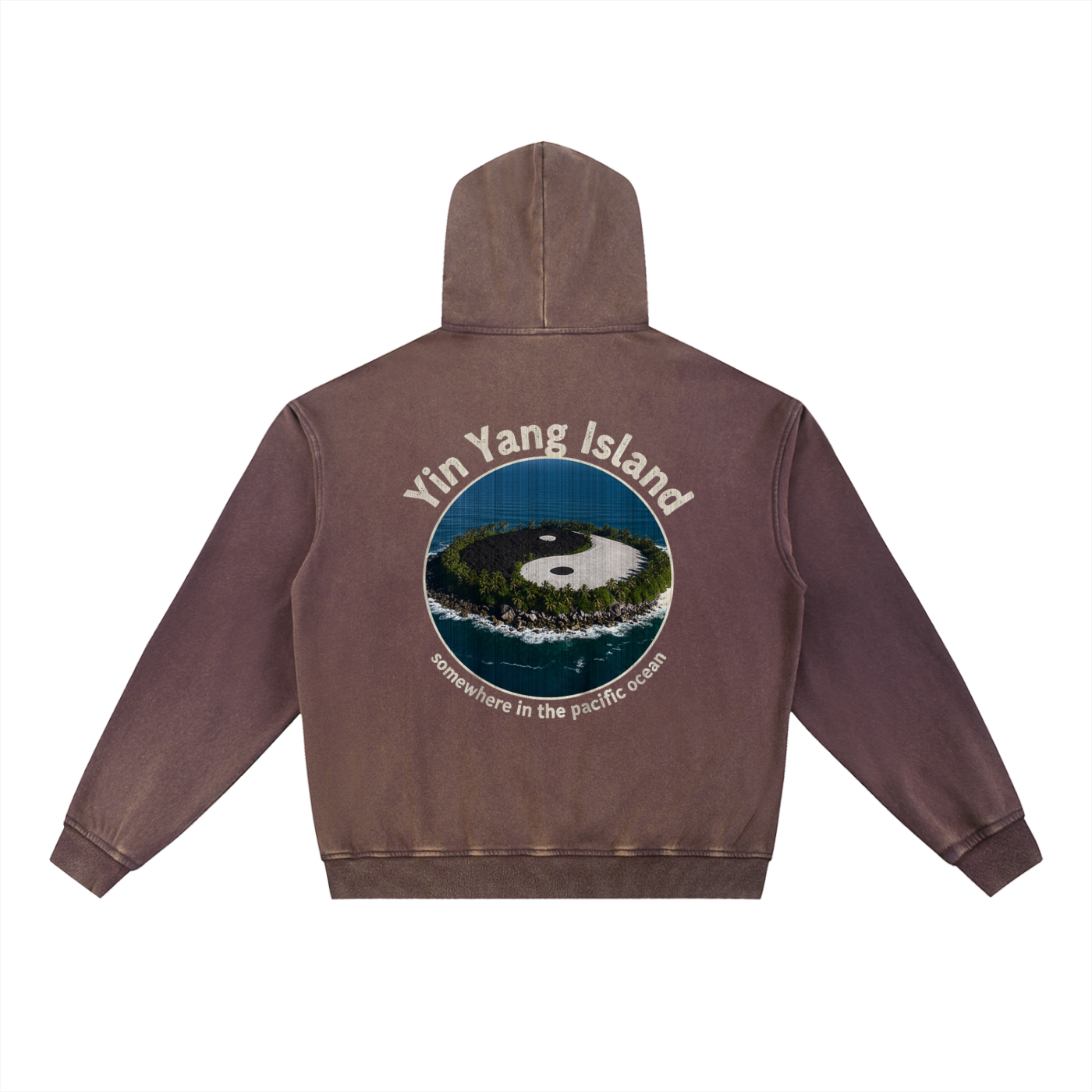 Yin Yang Island Vintage Washed Gradient Fleece Hoodie