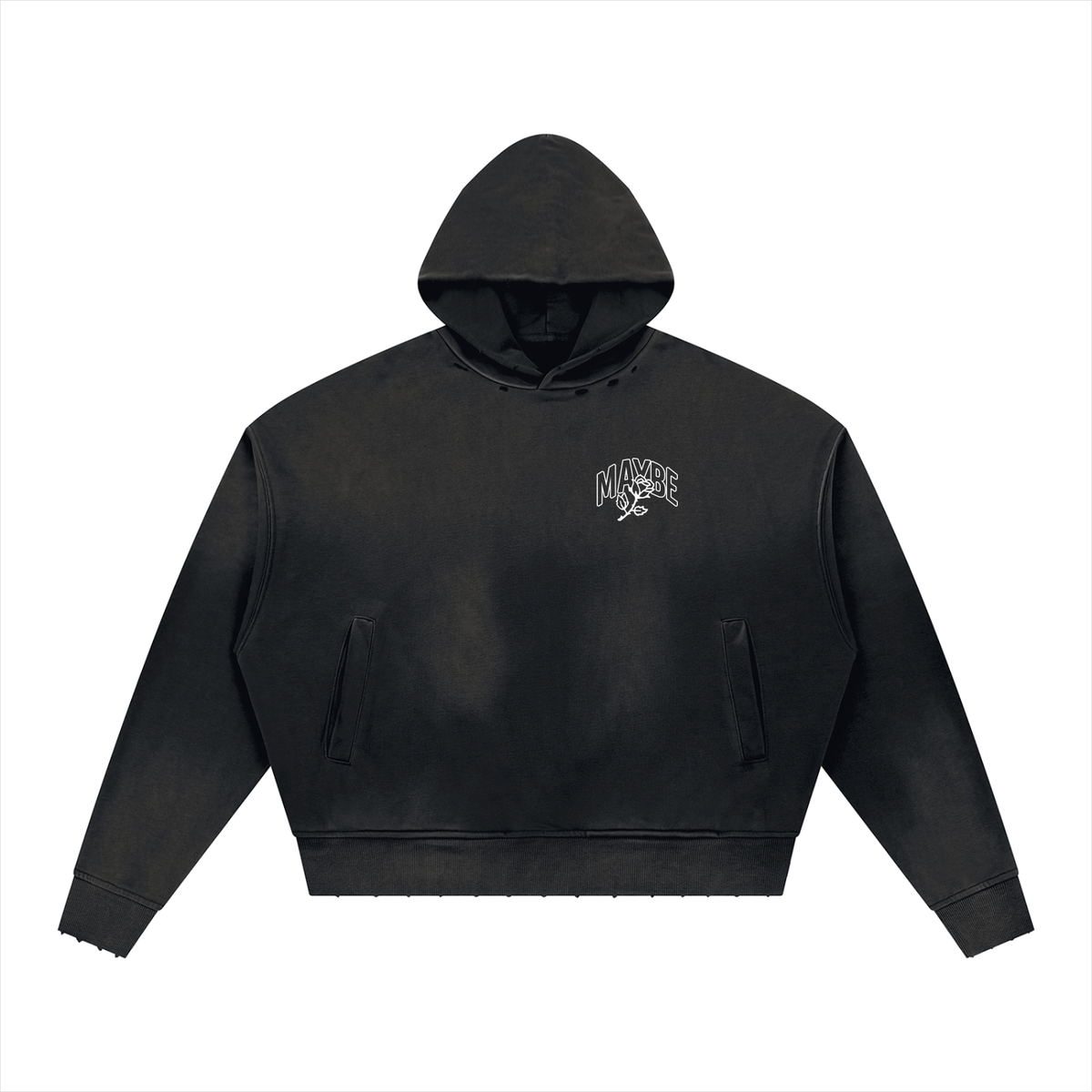 Rose Logo Sunfaded Distressed Boxy Hoodie