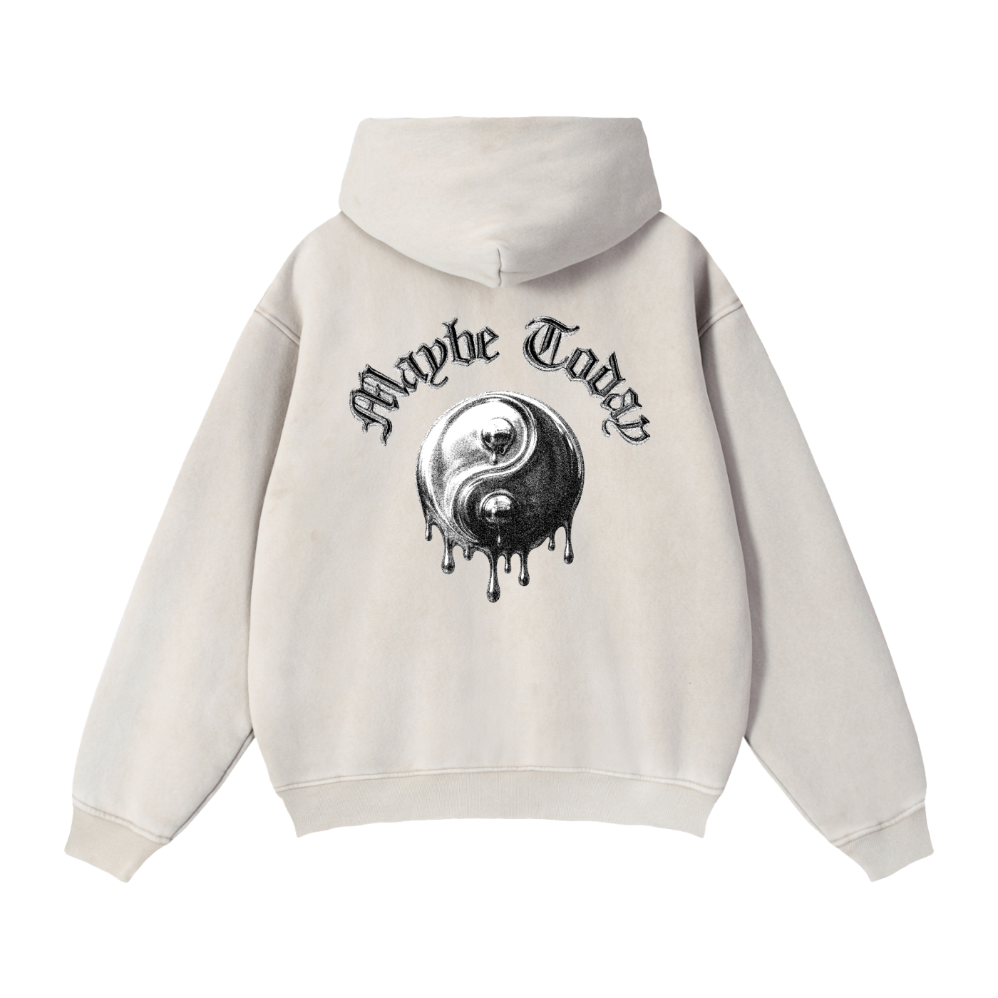 Yin Yang Zip-Through Boxy Fleece Hoodie