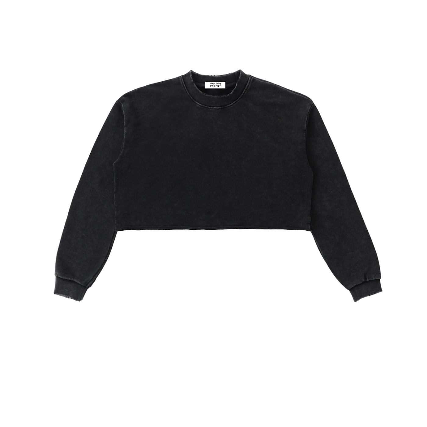 EVERYDAY Snow Washed Raw Edge Cropped Sweatshirt