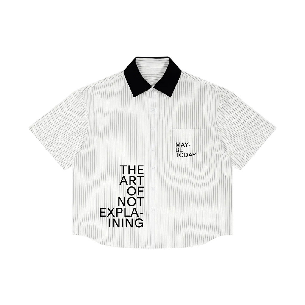 The Art Striped Boxy Contrast Collar Shirt