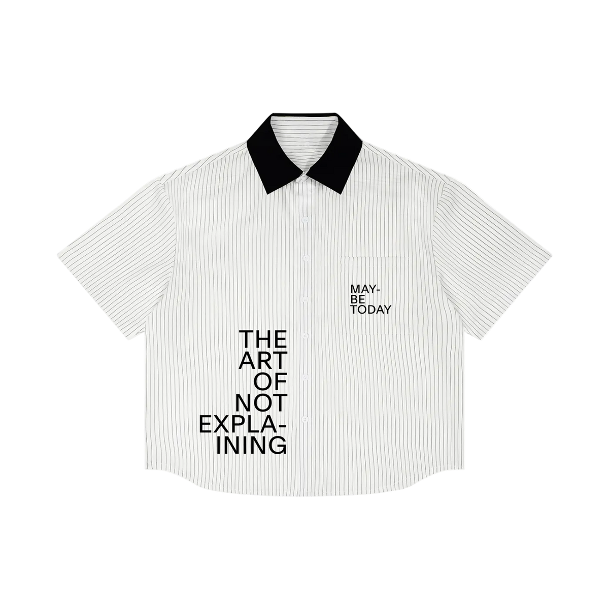 The Art Striped Boxy Contrast Collar Shirt