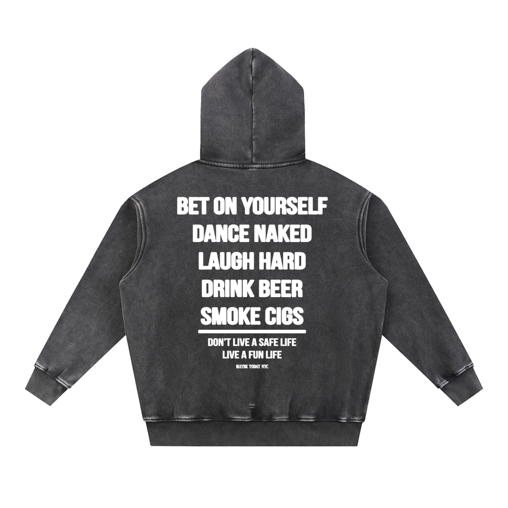 No Regrets Snow Wash Fleece Hoodie