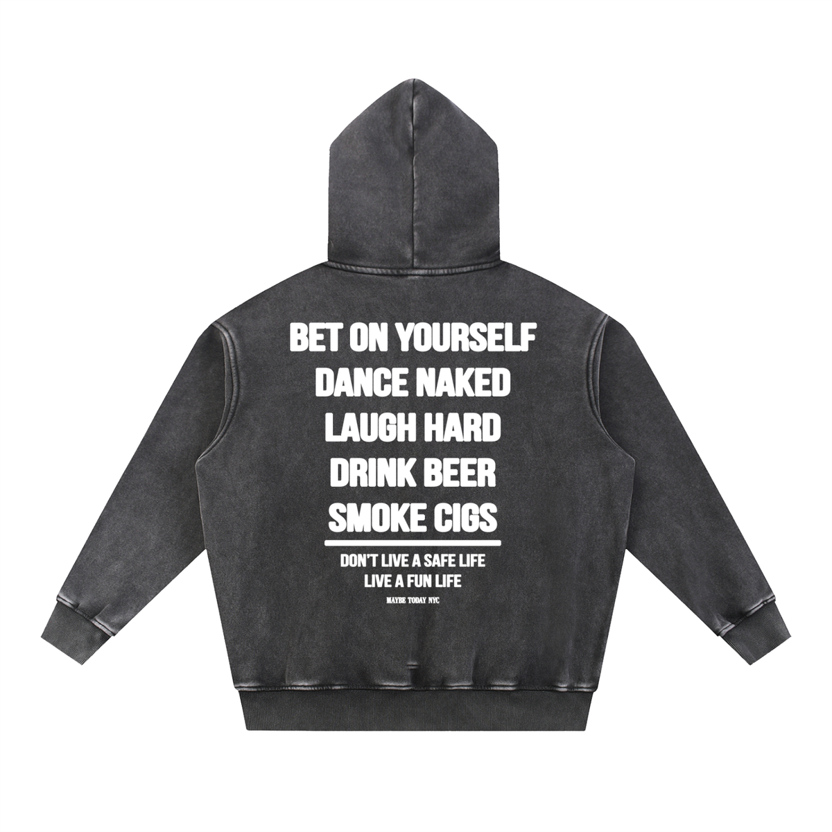 No Regrets Snow Wash Fleece Hoodie