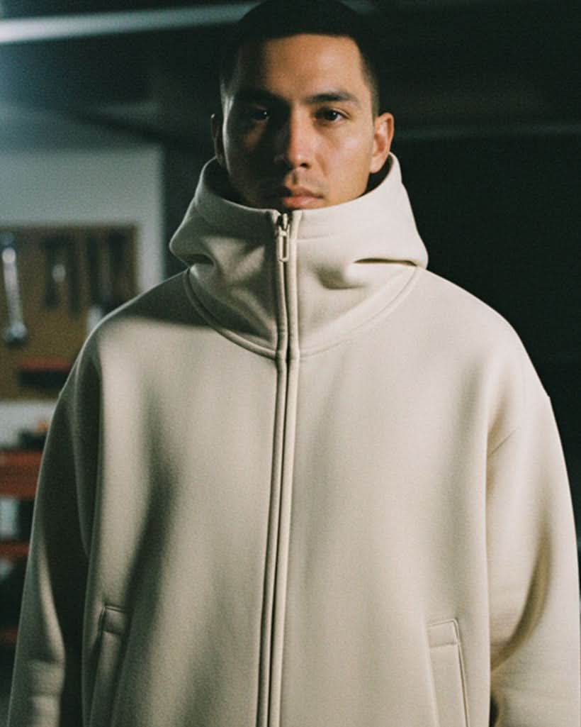 EVERYDAY Essential Heavyweight High Neck  Zip-Up Hoodie