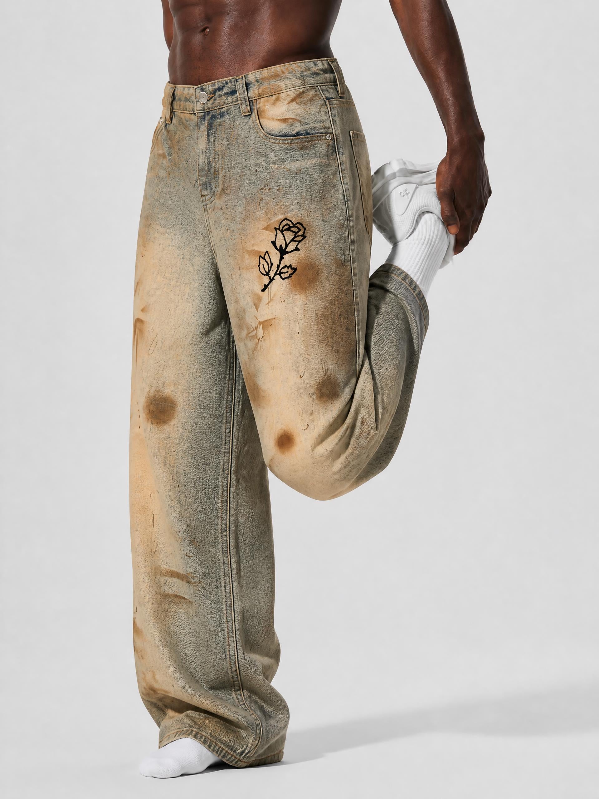 Rose Vintage Dirty Wash Barrel Leg Jeans