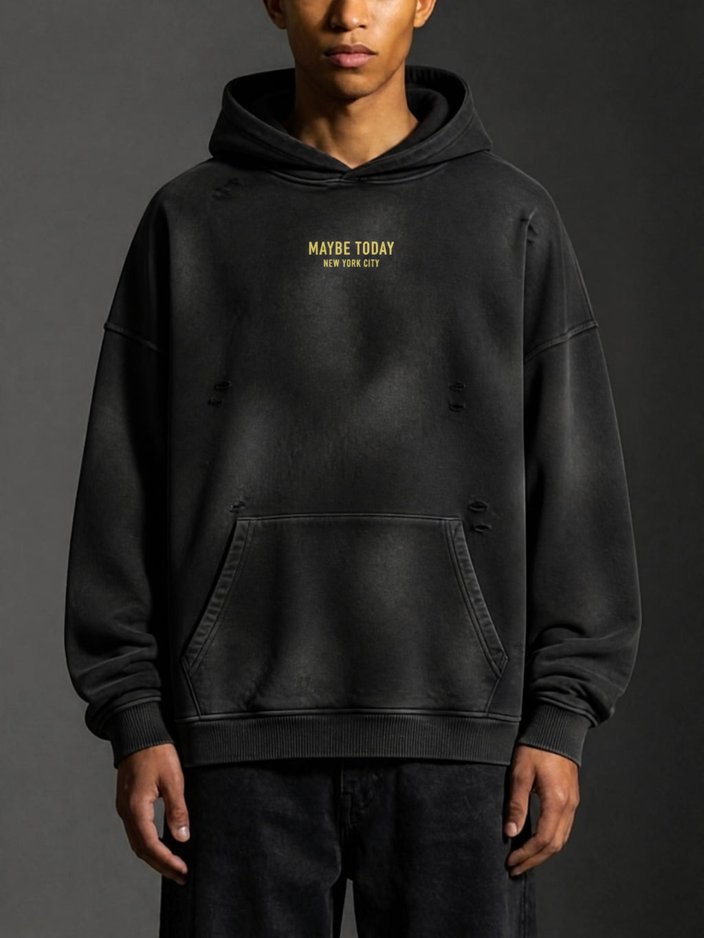 SMILE Sunfade Frayed Fleece Hoodie