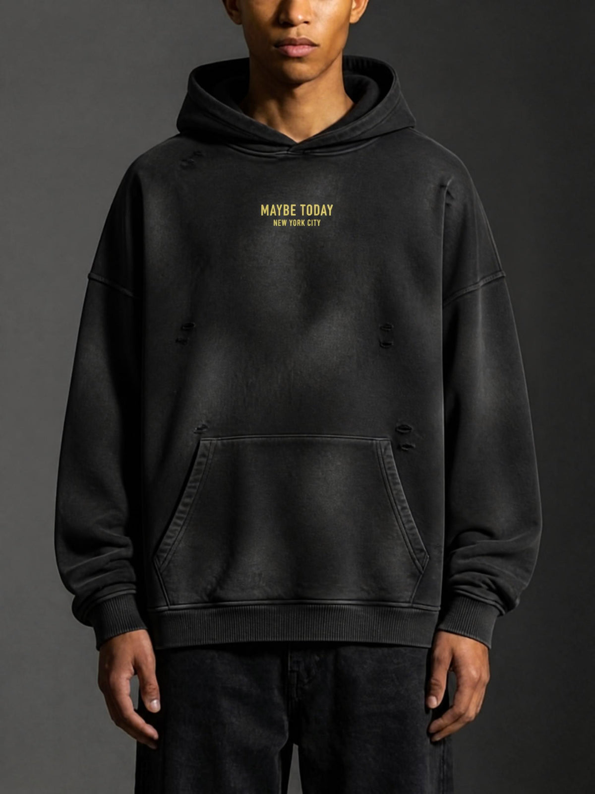 SMILE Sunfade Frayed Fleece Hoodie