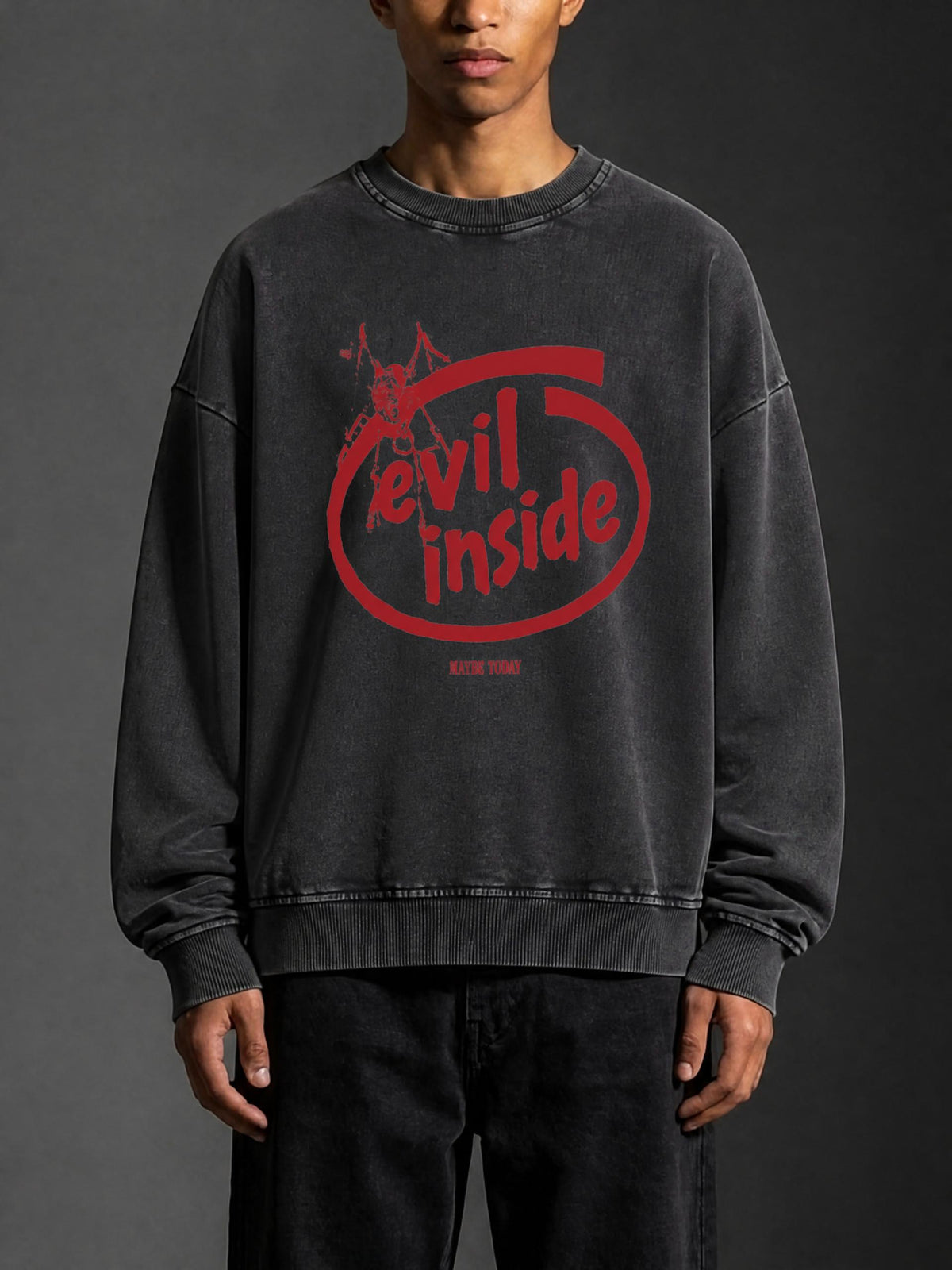 Evil Inside Snow Washed Crewneck