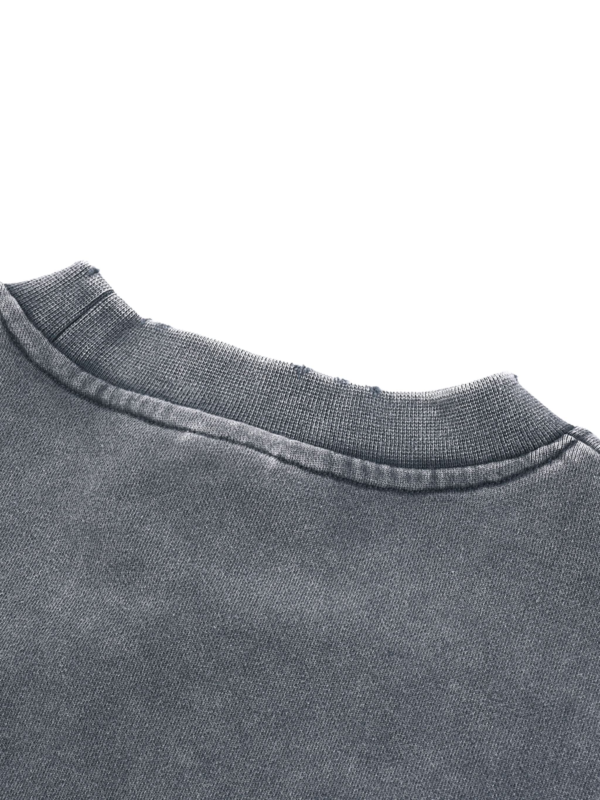 EVERYDAY Snow Washed Raw Edge Cropped Sweatshirt