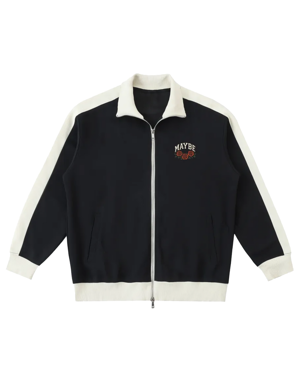 Roses Contrast Trim Stand Collar Jacket