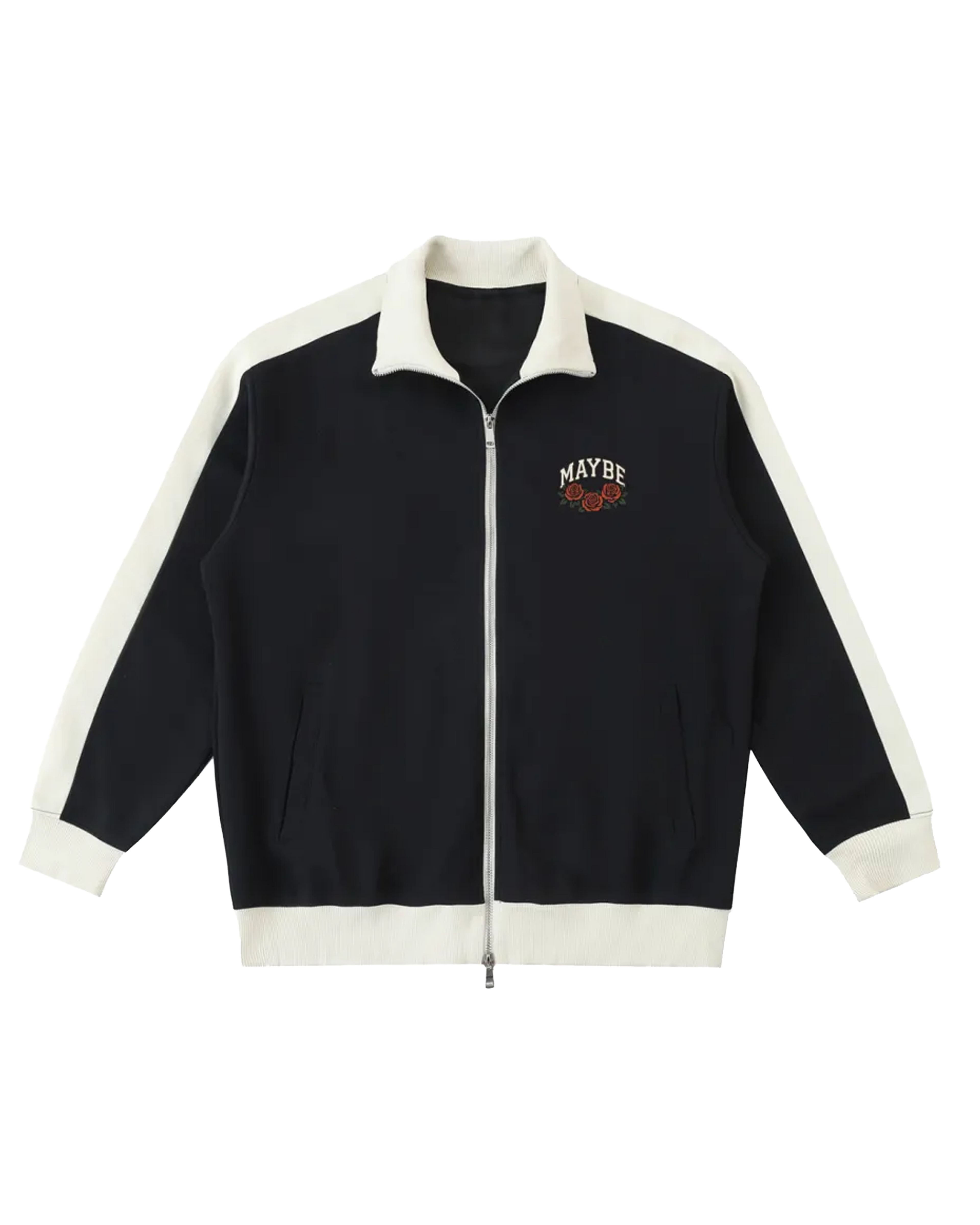 Roses Contrast Trim Stand Collar Jacket