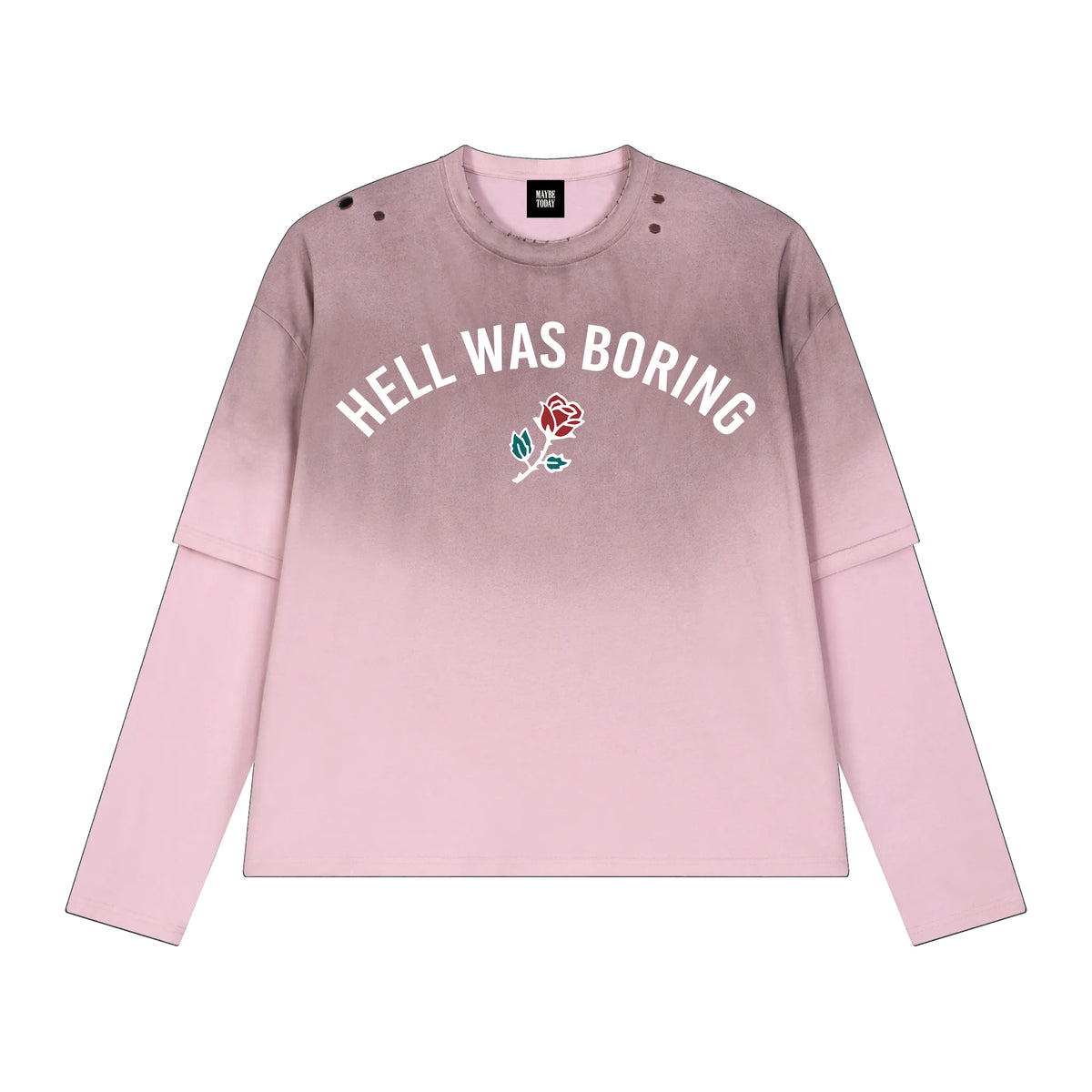 HELL WAS BORING Vintage Wash Layered T-Shirt