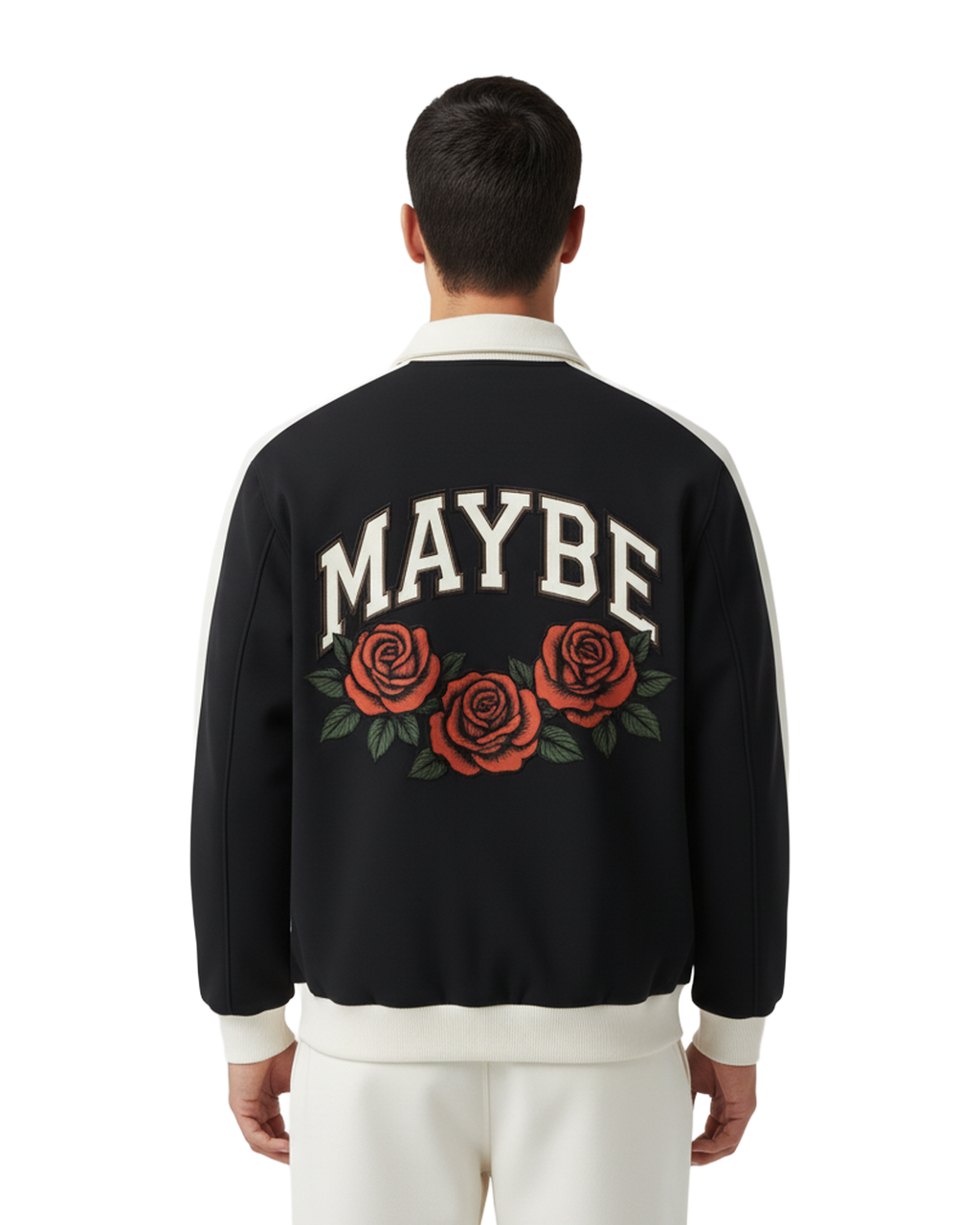 Roses Contrast Trim Stand Collar Jacket