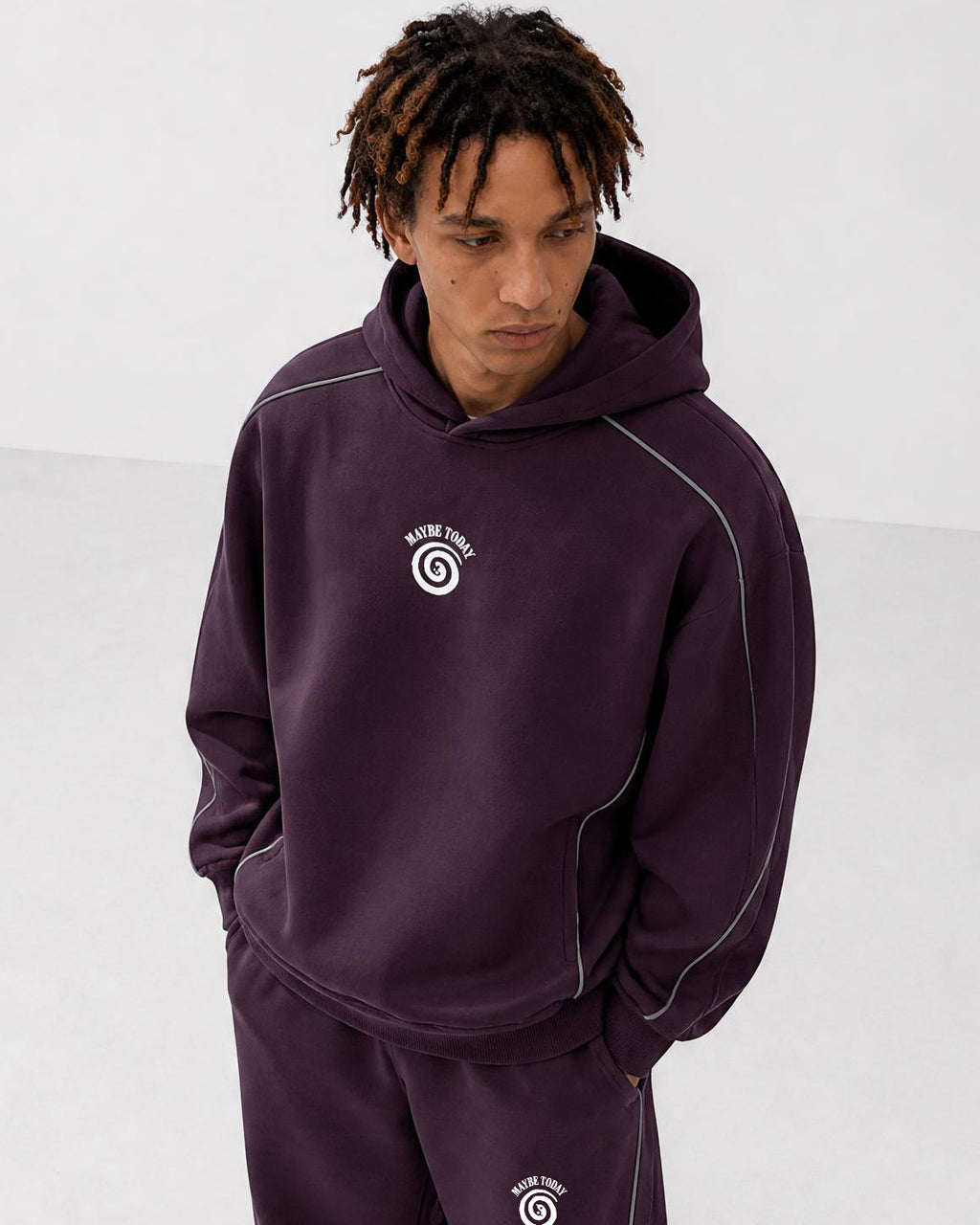 Serpent Oversized Piping Fleece Hoodie