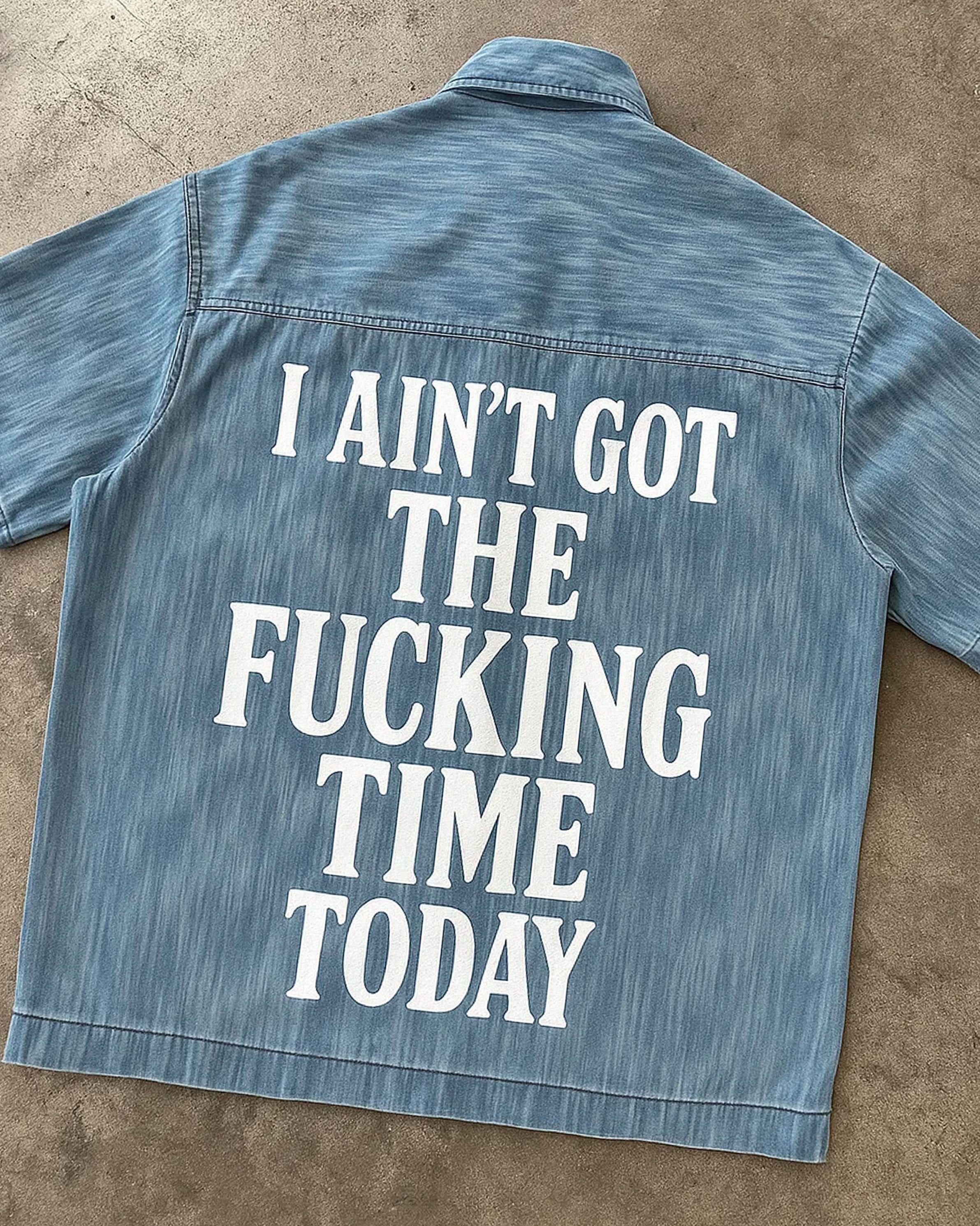 Time Today Distressed Wash Collared Tee