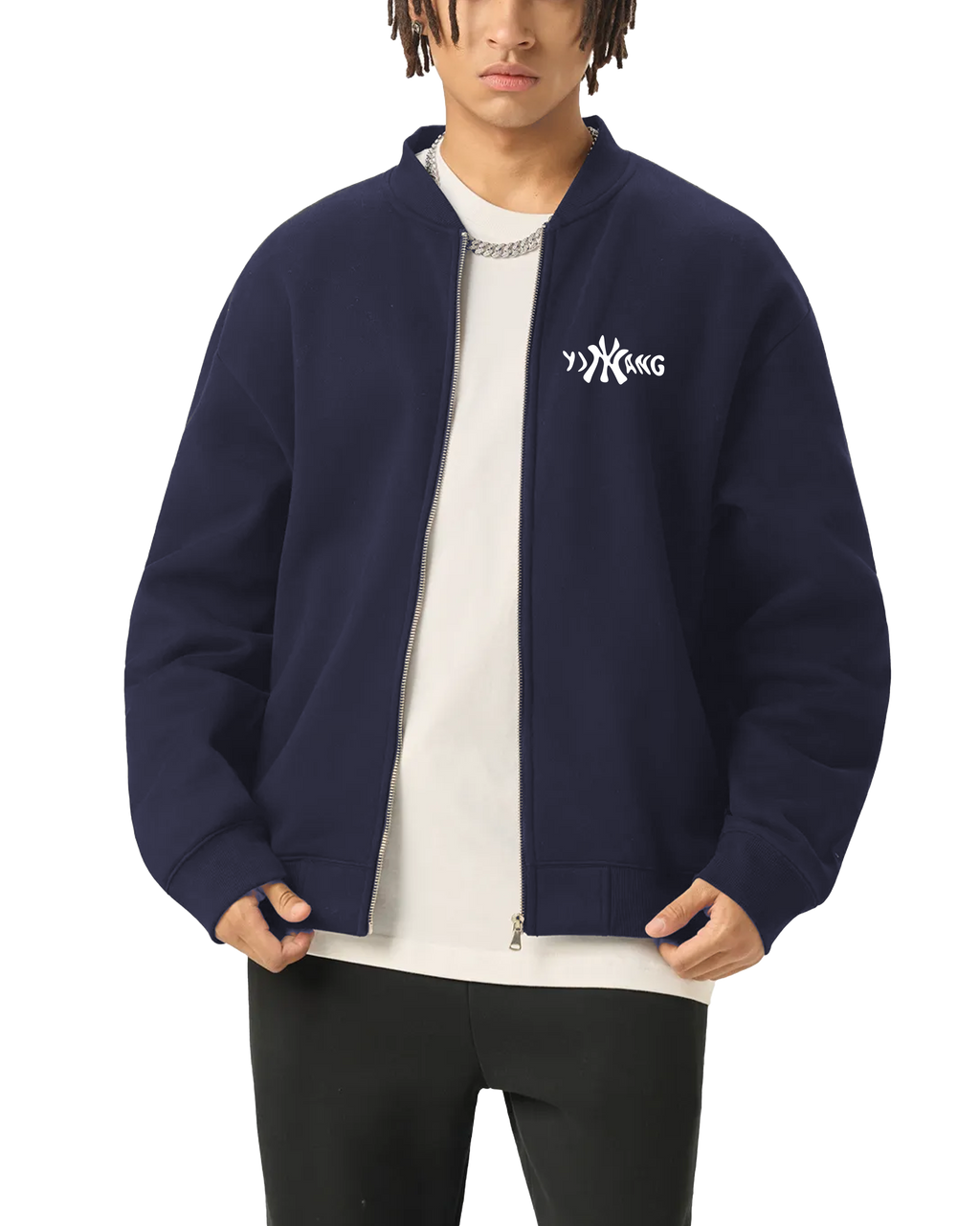 yiNYang Zip-Up Fleeced Varsity Jacket