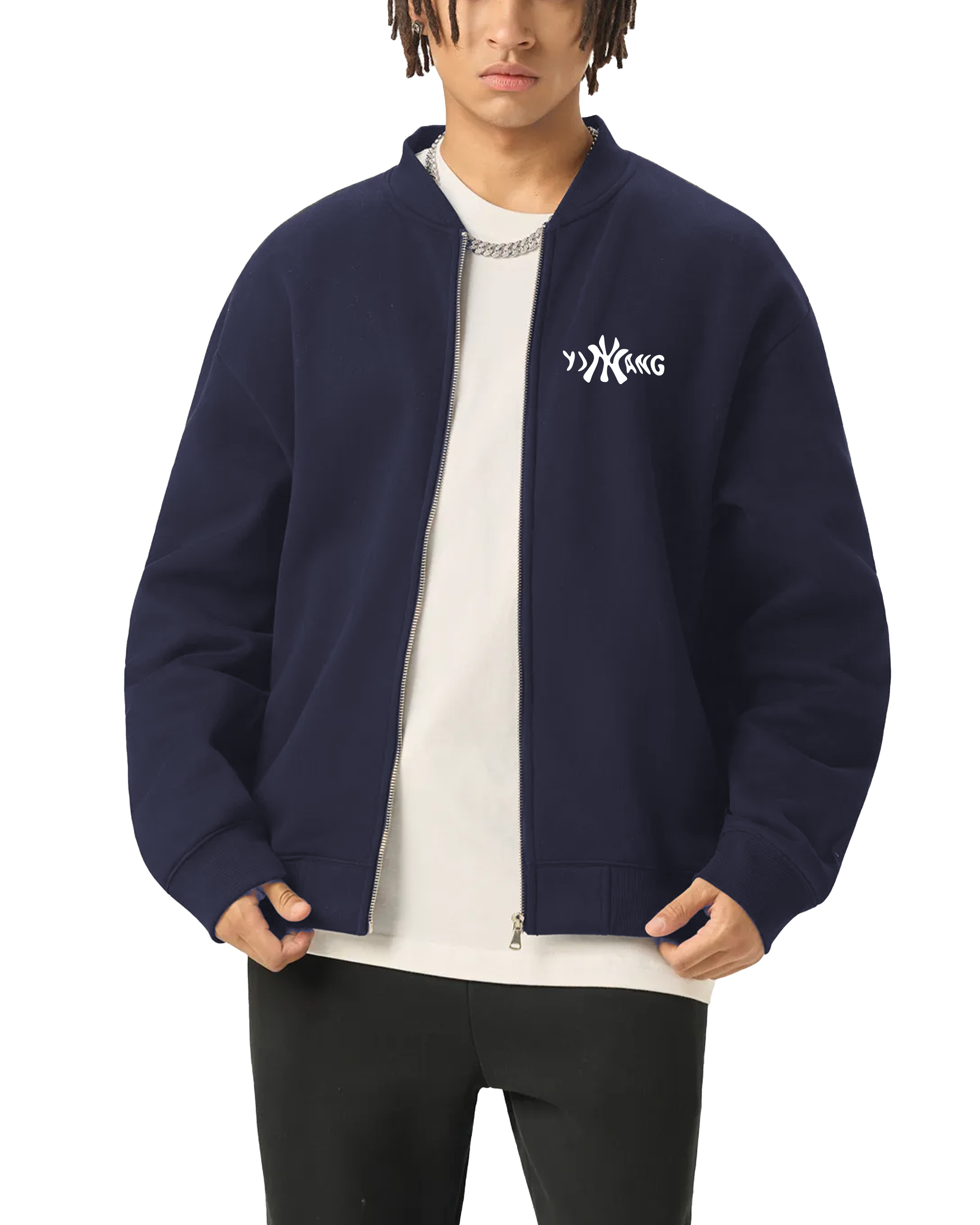 yiNYang Zip-Up Fleeced Varsity Jacket