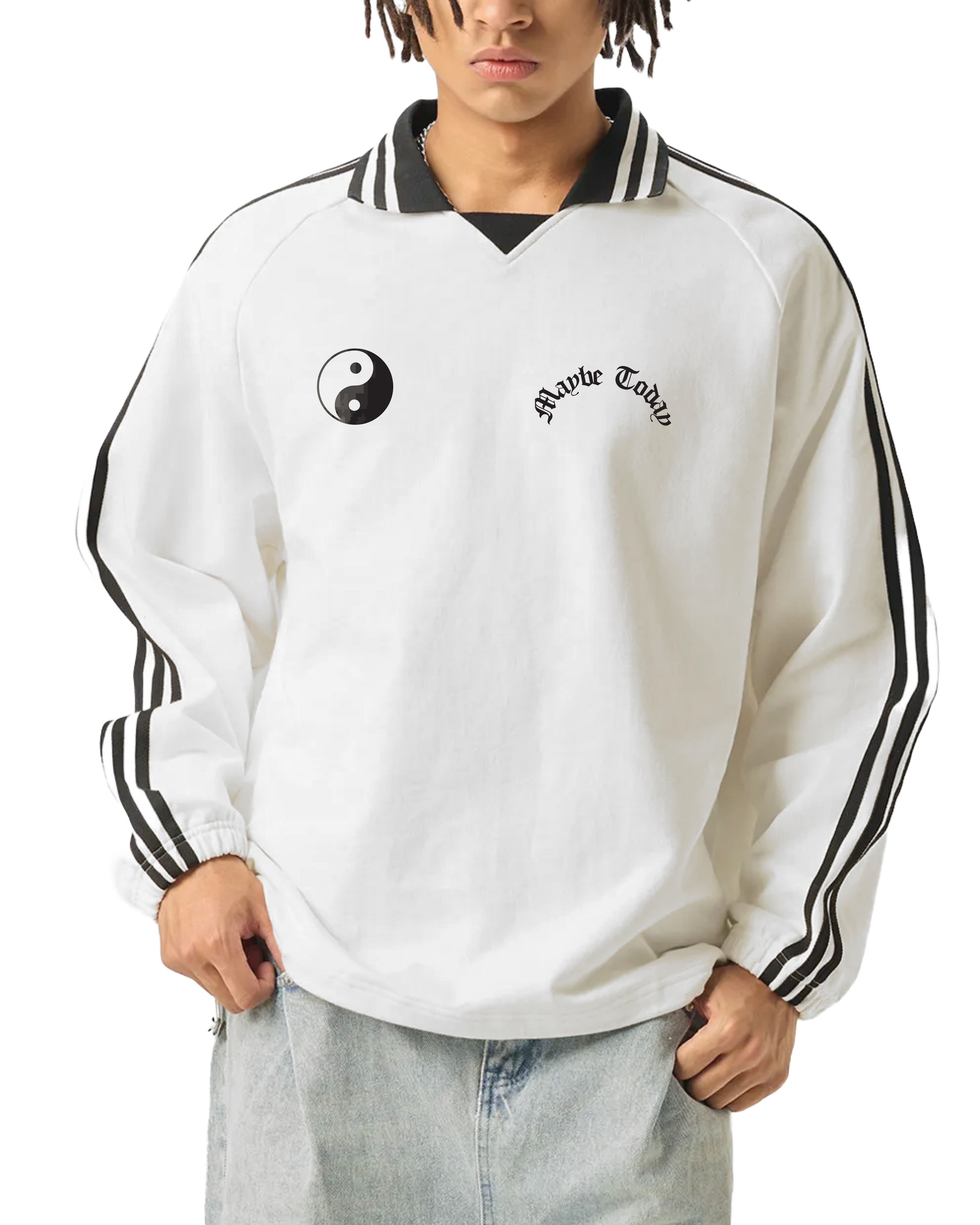 Yin Yang Lapel Collar Sweatshirt Jersey